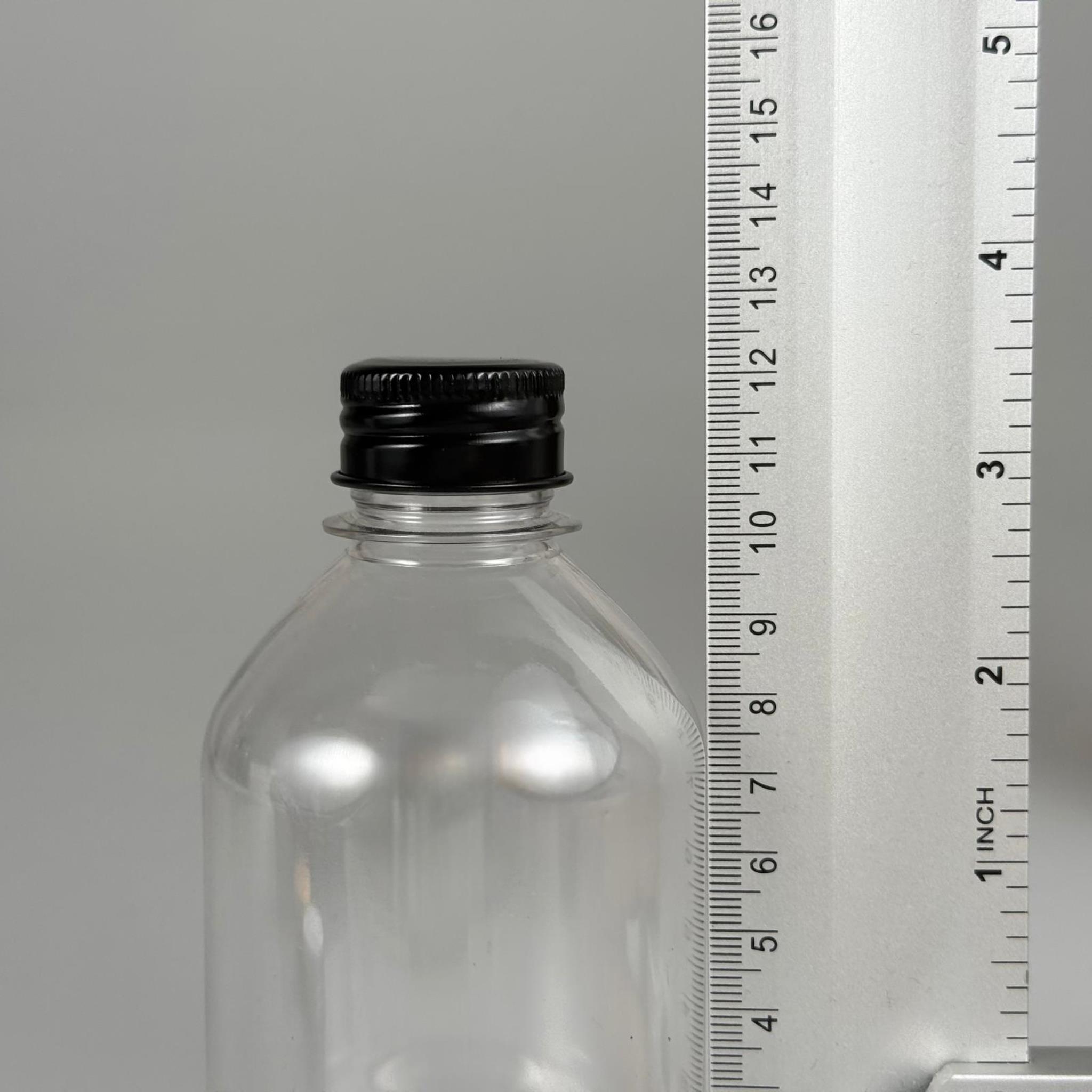 250 CC TOMBUL MODEL ŞEFFAF PET ŞİŞE + SİYAH ALÜMİNYUM METAL KAPAKLI - 250 ML OVAL BOYUNLU PLASTİK ŞİŞE