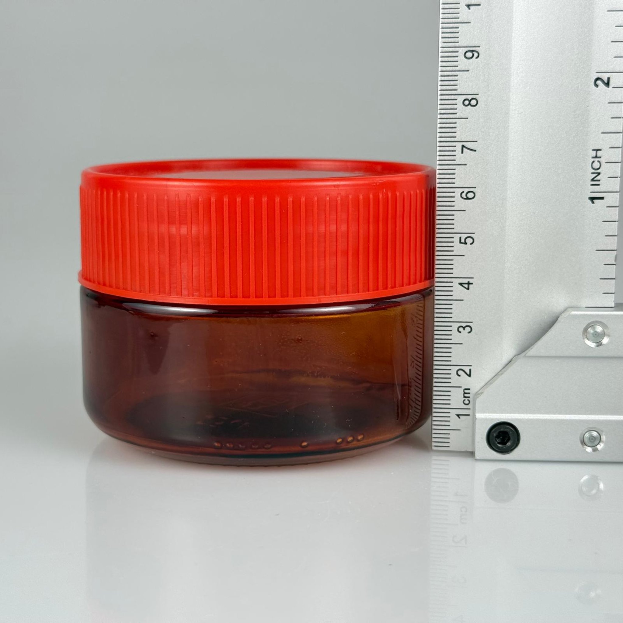 230 CC AMBER CAM KAVANOZ - KIRMIZI PLASTİK KAPAKLI - 230 ML CAM KAVANOZ - MUM KAVANOZU