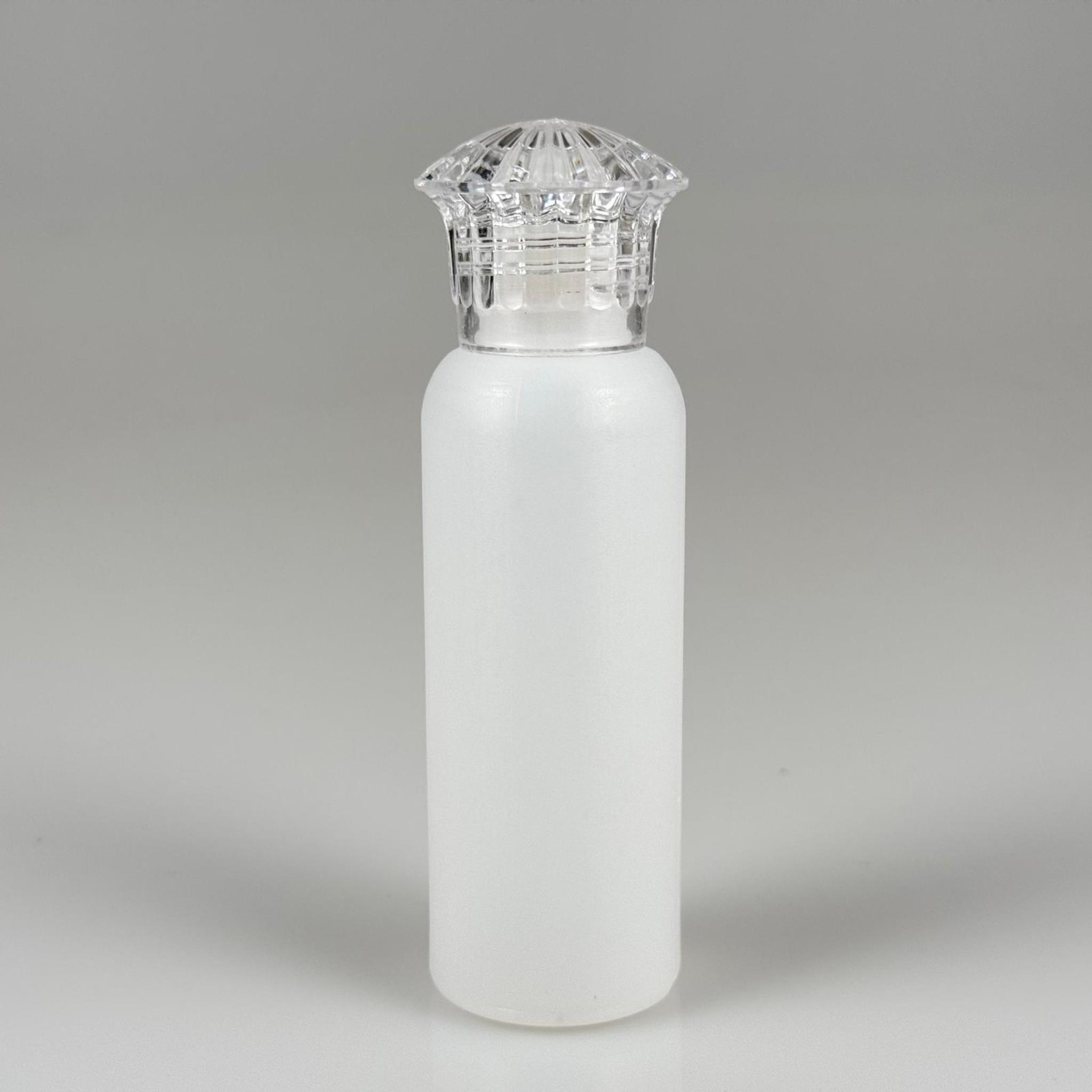 100 CC NATÜREL SERT POLİETİLEN ŞİŞE + KRİSTAL KAPAKLI ( 24 MM ) + PLASTİK TIPALI - 100 ML SERT POLİETİLEN KOLONYA ŞİŞESİ