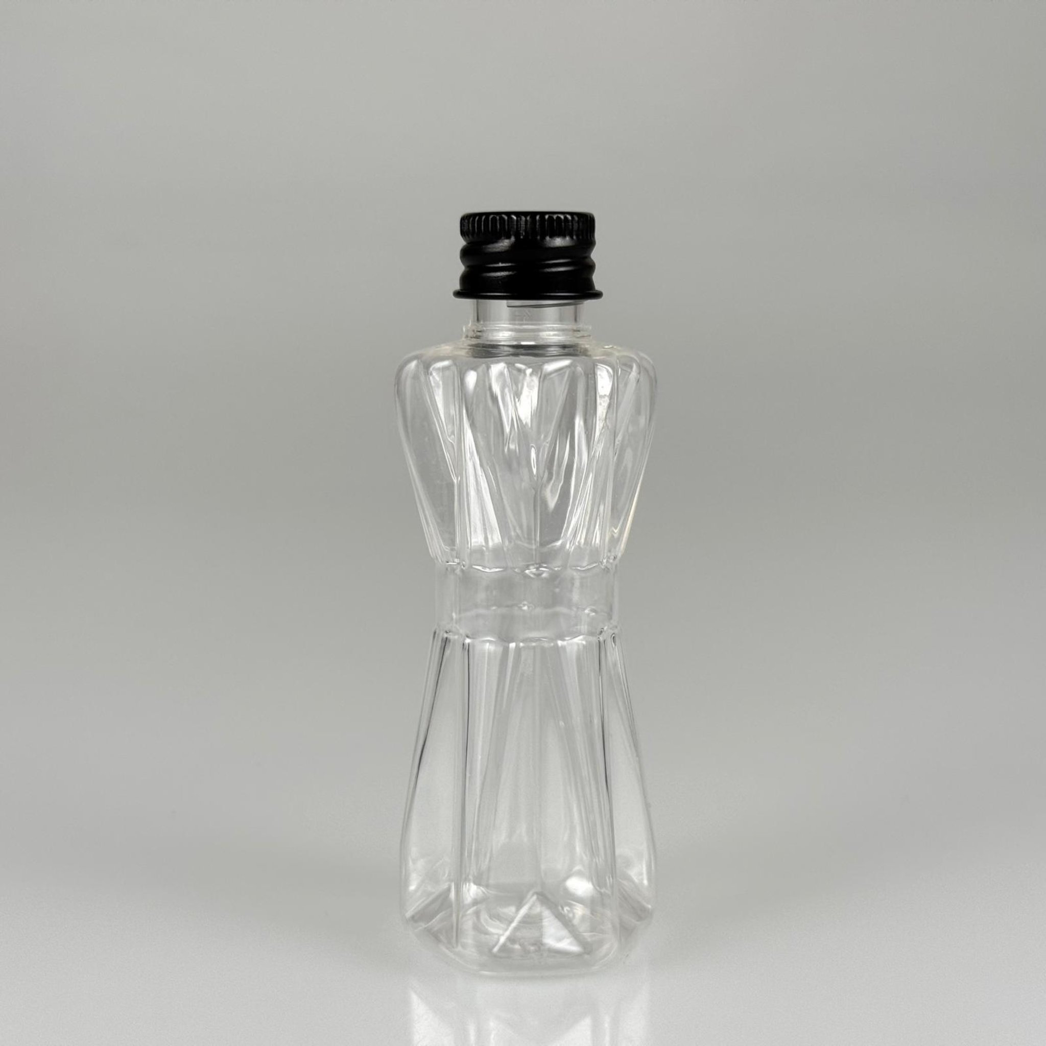 50 CC ELMAS MODEL PET ŞİŞE + KÖPÜK CONTALI SİYAH ALÜMİNYUM METAL KAPAKLI TAKIM - 50 ML PLASTİK ŞİŞE