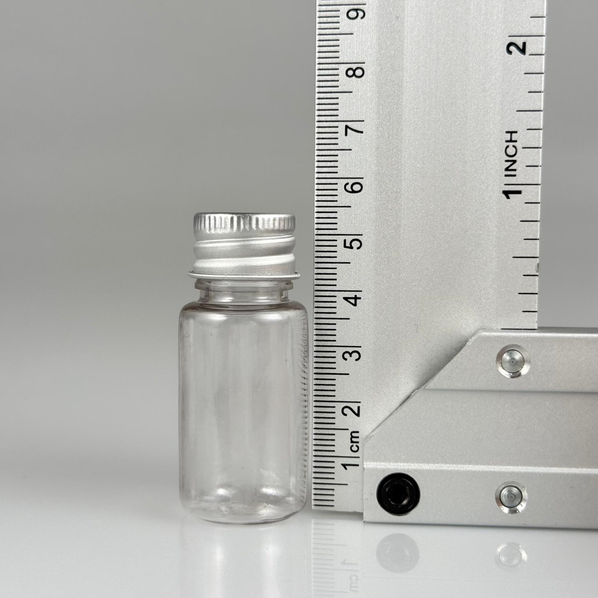 10 CC ŞEFFAF PET SHOT ŞİŞE - KÖPÜK CONTALI GÜMÜŞ ALÜMİNYUM METAL KAPAKLI + KÖR TIPALI TAKIM - 10 ML PLASTİK ŞİŞE