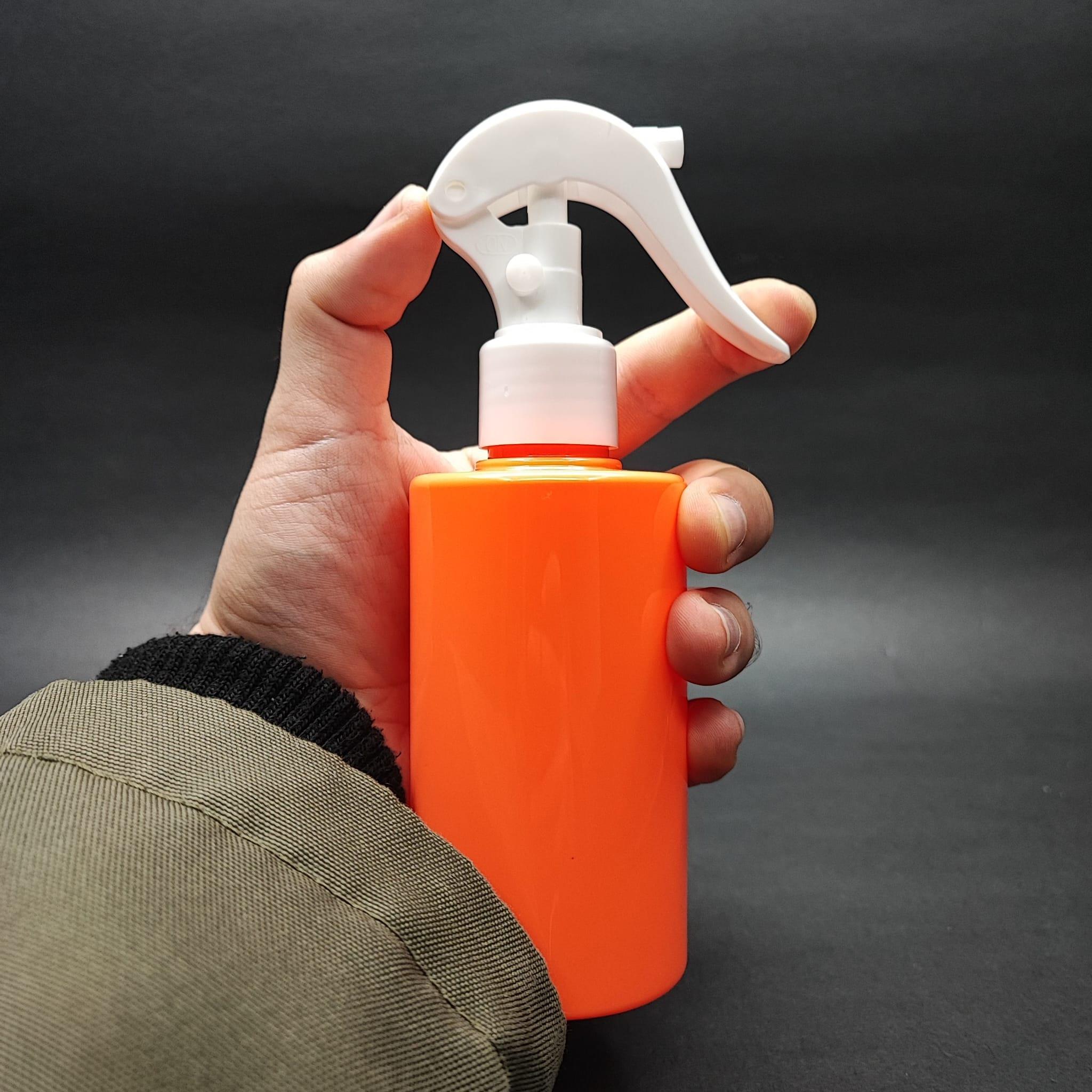200 CC KÜT BOYUNLU SİLİNDİR PET ŞİŞE (24 GR) - BEYAZ TRİGER SPREYLİ (DUMAN PÜSKÜRTÜR) - 200 ML PLASTİK ŞİŞE - TURUNCU