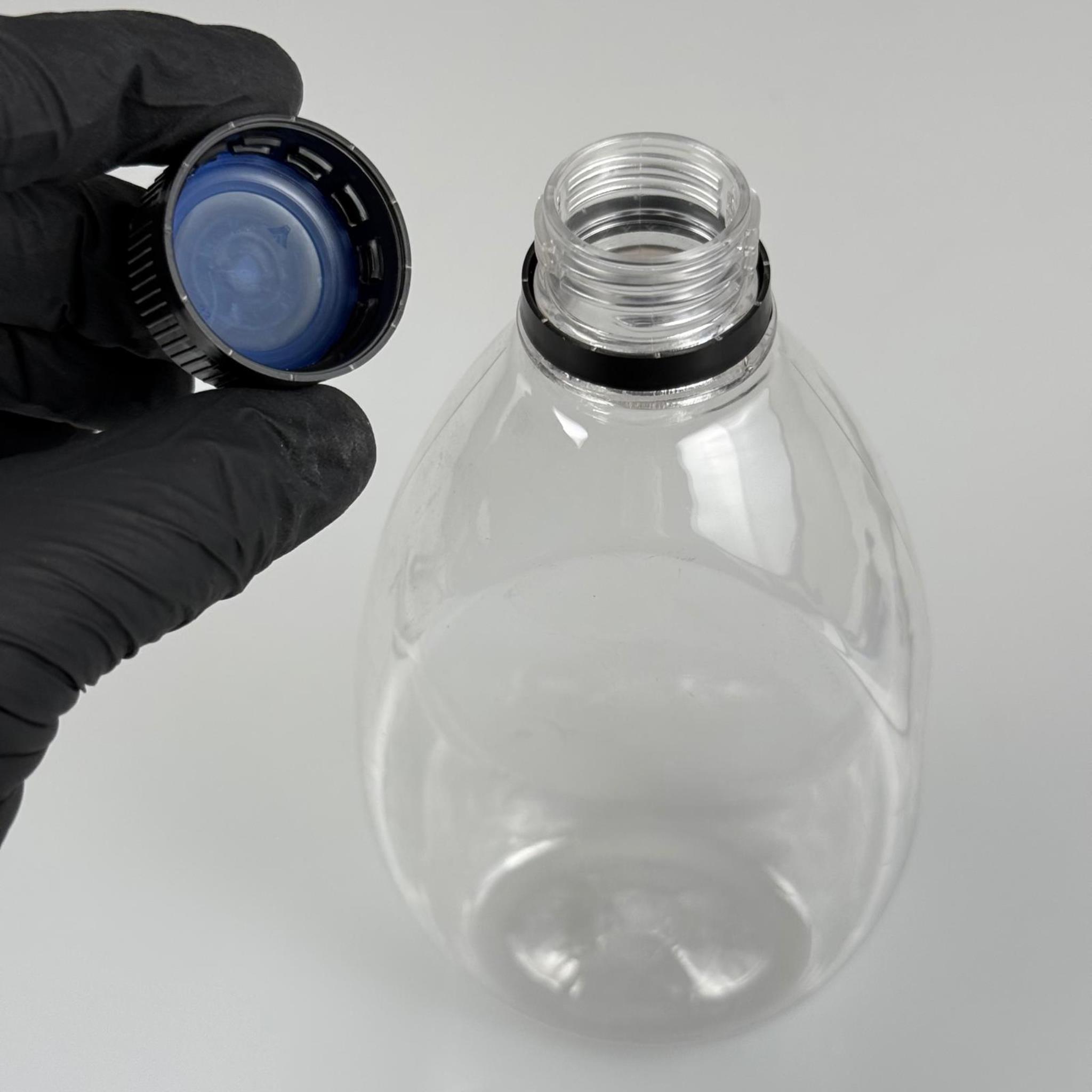 400 CC YASSI PET ŞİŞE - KİLİTLİ CONTALI SİYAH KAPAKLI - 400 ML PLASTİK ŞİŞE
