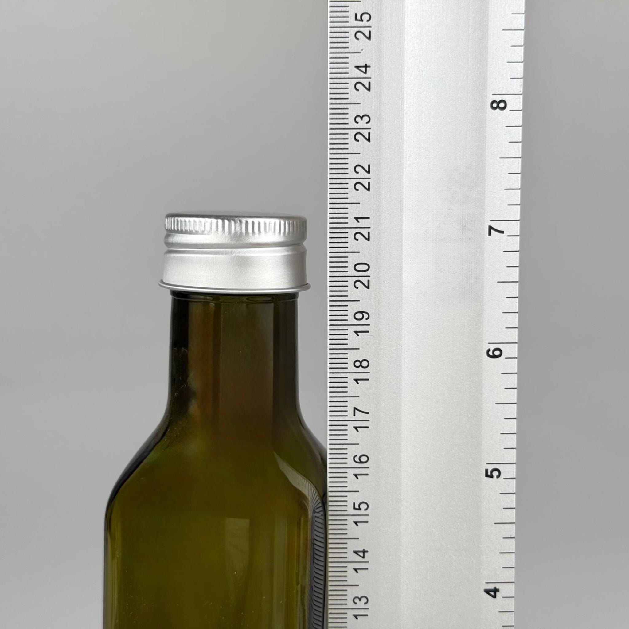 250 CC YEŞİL MARASKA CAM ŞİŞE - GÜMÜŞ METAL ALÜMİNYUM KAPAKLI - 250 ML KÖŞELİ YAĞ ŞİŞESİ - SİRKE ŞİŞESİ