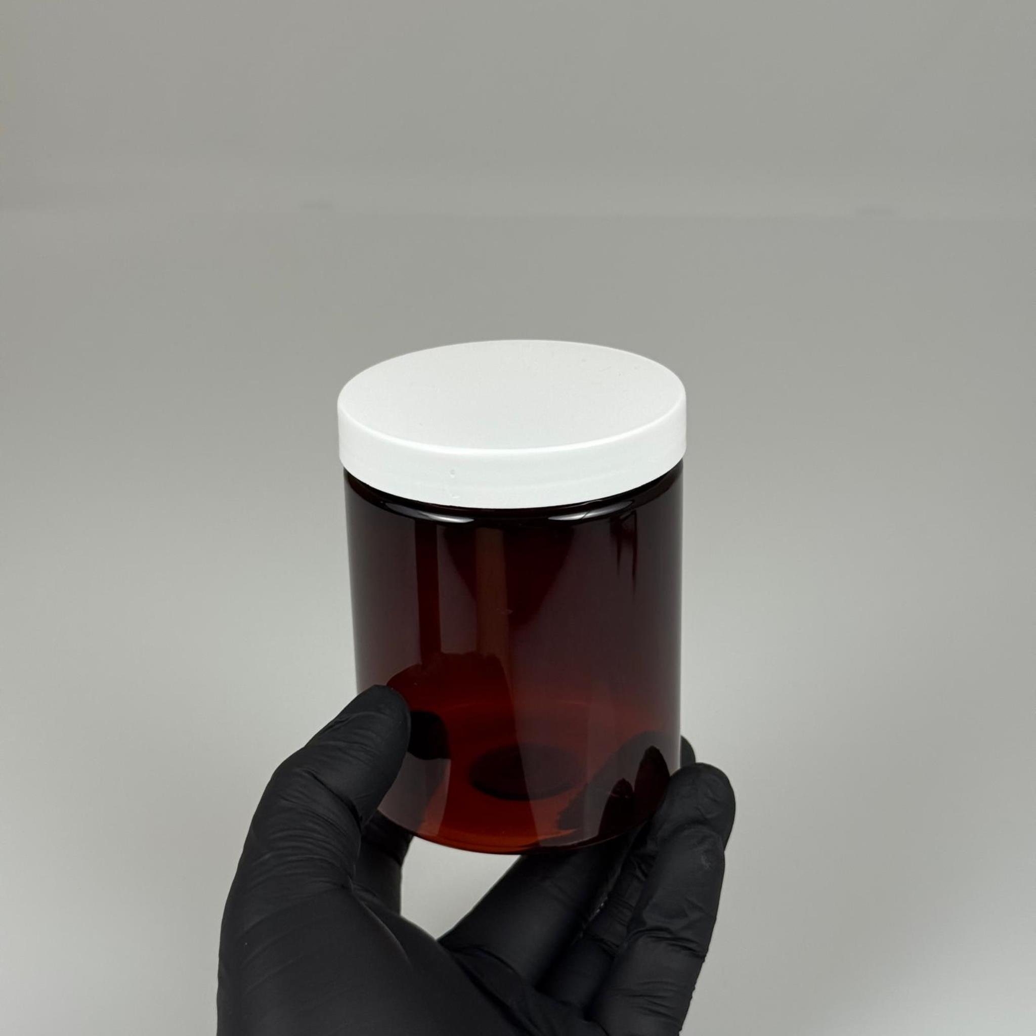 300 ML SERT PET KAVANOZ + BEYAZ PLASTİK KAPAK + İÇ TIPA - 300 CC KALIN AMBER PLASTİK KAVANOZ BEYAZ PLASTİK KAPAKLI İÇ TIPALI TAKIM - KREM KAVANOZLARI