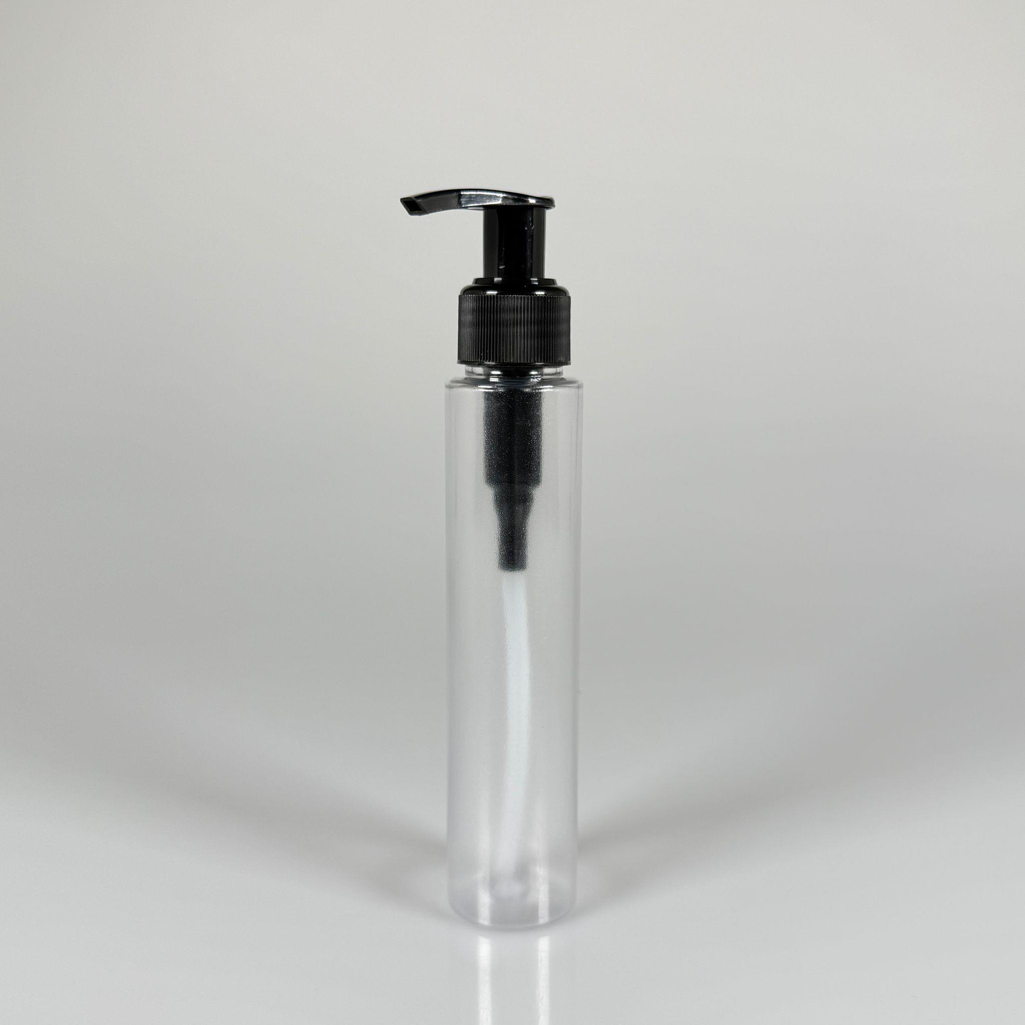 100 CC UZUN SİLİNDİR BUĞULU PET ŞİŞE (24 GR)  - SİYAH SABUN POMPALI - 100 ML BİBERİYE SUYU, LAVANTA YAĞI, SAÇ SERUM, TONİK VB İÇİN PLASTİK KOZMETİK AMBALAJLARI