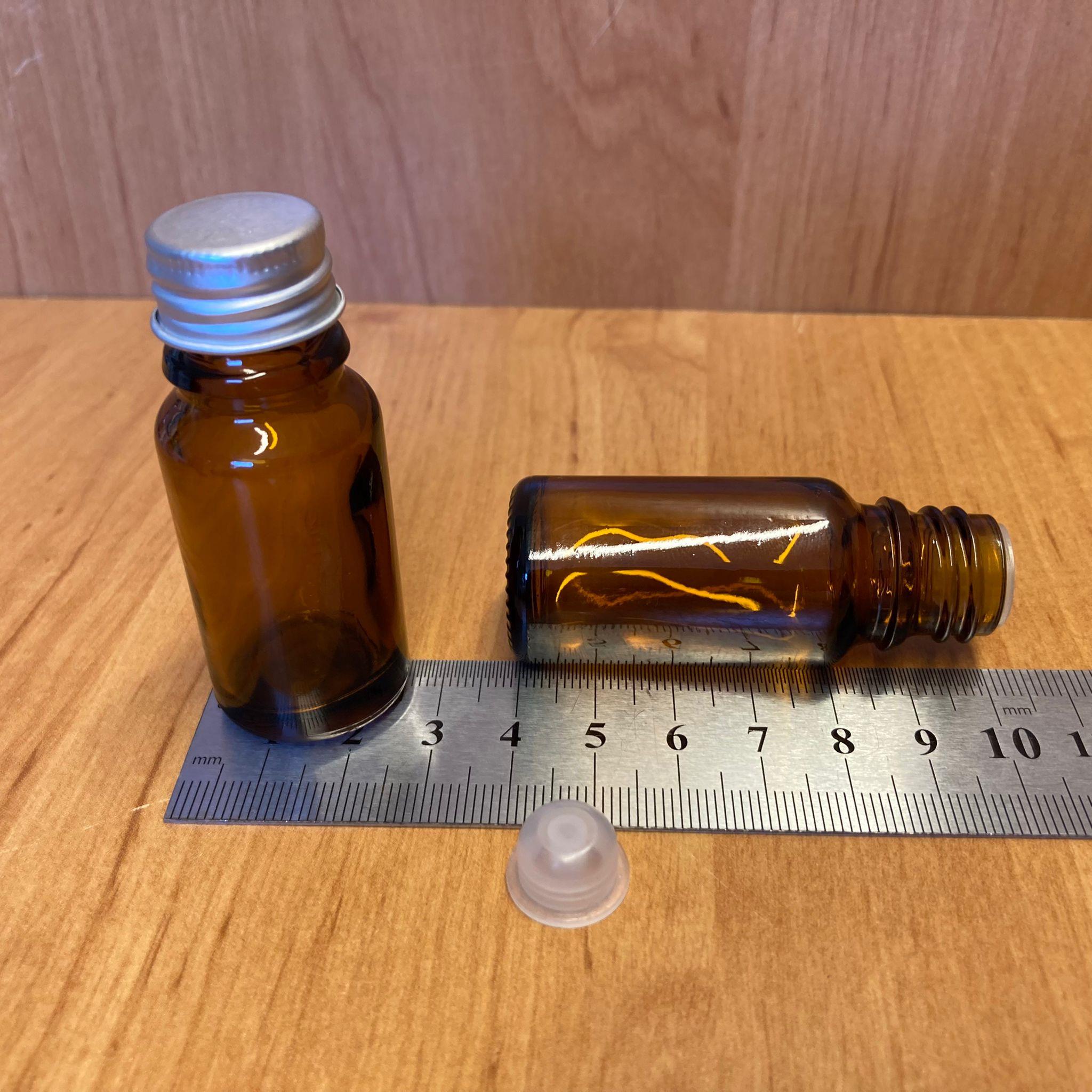 10 CC AMBER İÇTEN DAMLALIKLI - GÜMÜŞ METAL KAPAKLI CAM ŞİŞE - 10 ML KOLONYA TIPALI CAM ŞİŞE