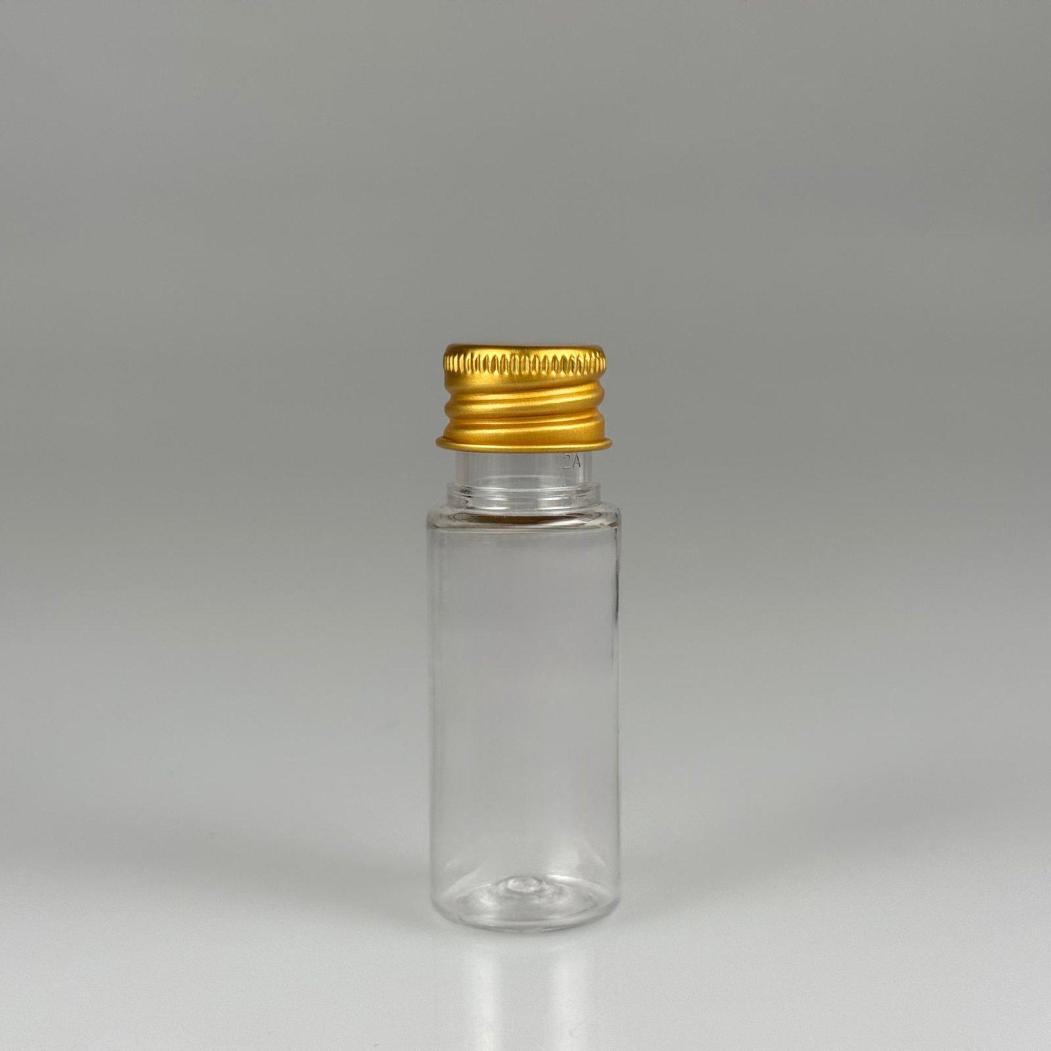 15 CC SİLİNDİR PET ŞİŞE + KÖPÜK CONTALI GOLD ALÜMİNYUM METAL KAPAKLI TAKIML - 15 ML ŞEFFAF PET ŞİŞE
