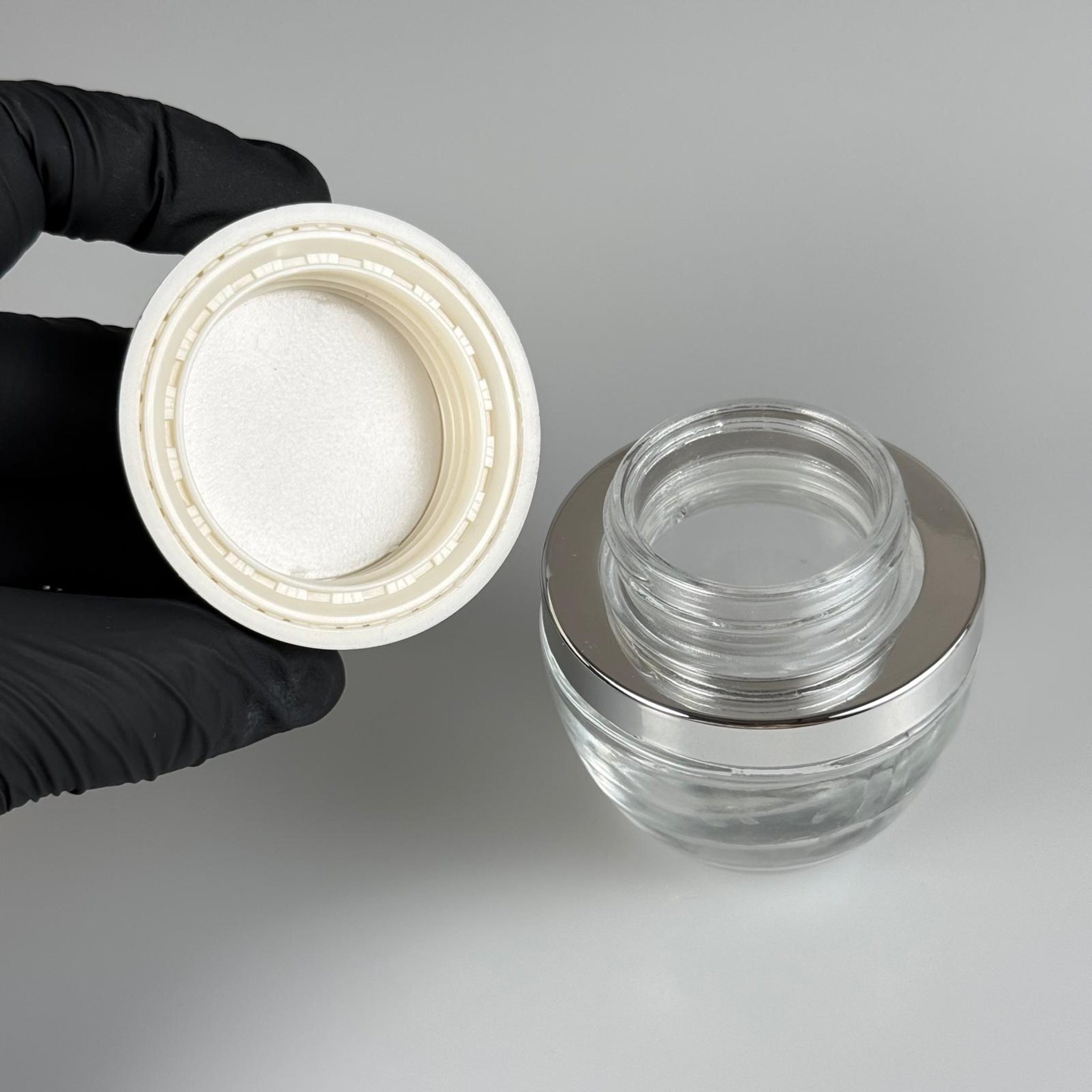 50 ML ROMA KAVANOZ - GÜMÜŞ METAL KAPAKLI TIPALI BOŞ LÜX TAKIM KREM KAVANOZU