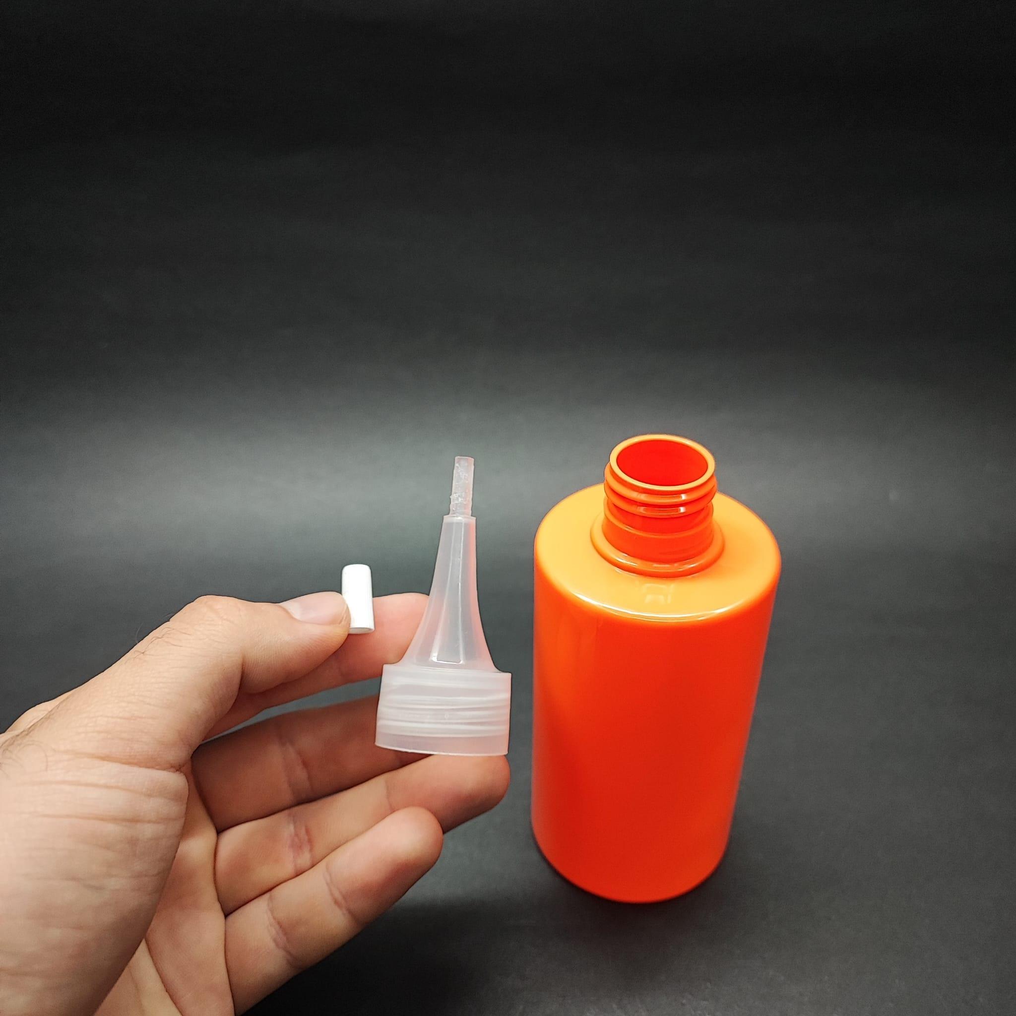 200 CC KÜT BOYUNLU SİLİNDİR PET ŞİŞE (24 GR) - AKITICI KAPAKLI - 200 ML PLASTİK ŞİŞE - TURUNCU