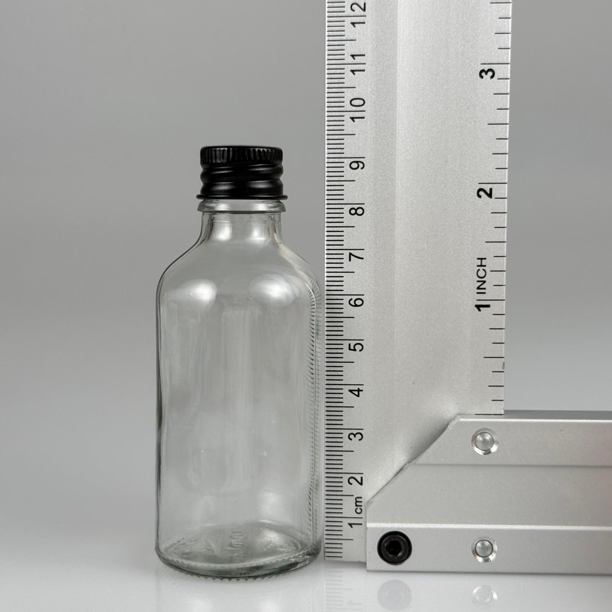 50 CC ŞEFFAF CAM ŞİŞE + KÖPÜK CONTALI SİYAH ALÜMİNYUM METAL KAPAKLI TAKIM - 50 ML ŞEFFAF CAM ŞİŞE