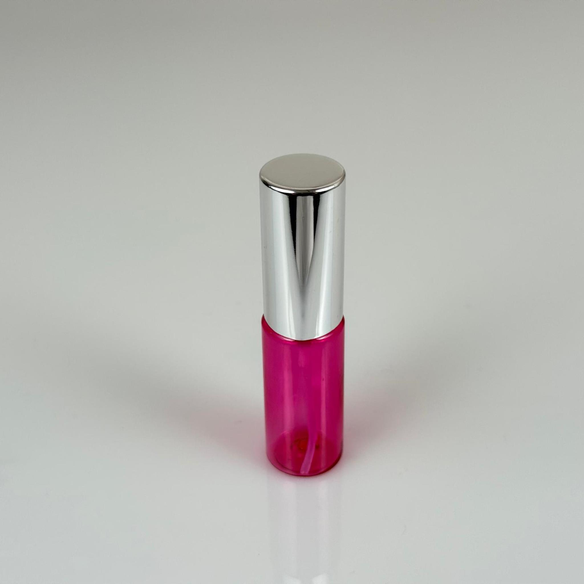 15 ML PET KOLONYA, PARFÜM VB ŞİŞELERİ - METAL ALÜMİNYUM GÜMÜŞ KAPAK + VİDALI SPREY + 15 CC PEMBE ŞİŞE SET TAKIM