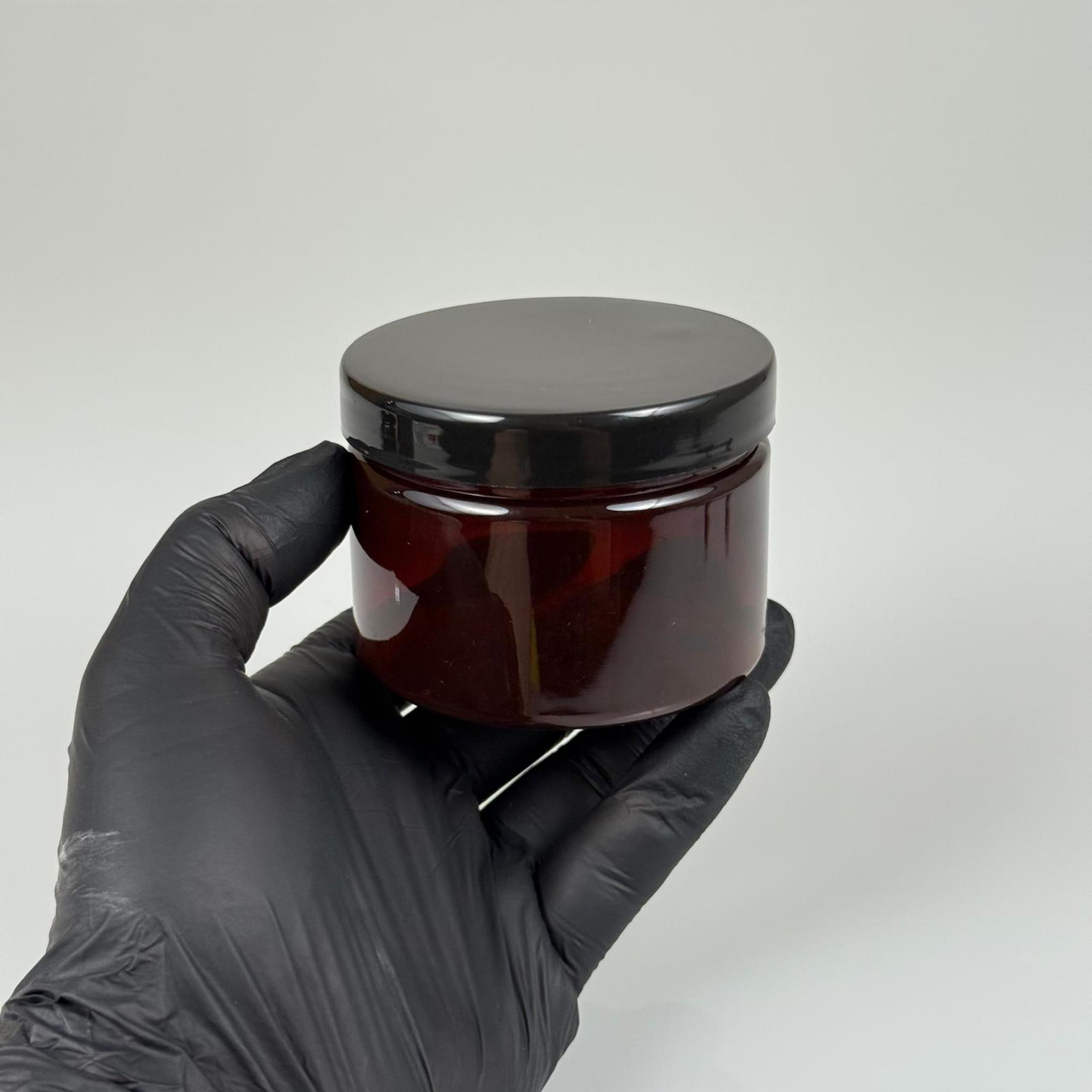 150 ML SERT PET KAVANOZ + SİYAH PLASTİK KAPAK + İÇ TIPA - 150 CC KALIN AMBER PLASTİK KAVANOZ SİYAH PLASTİK KAPAKLI İÇ TIPALI TAKIM - KREM KAVANOZLARI