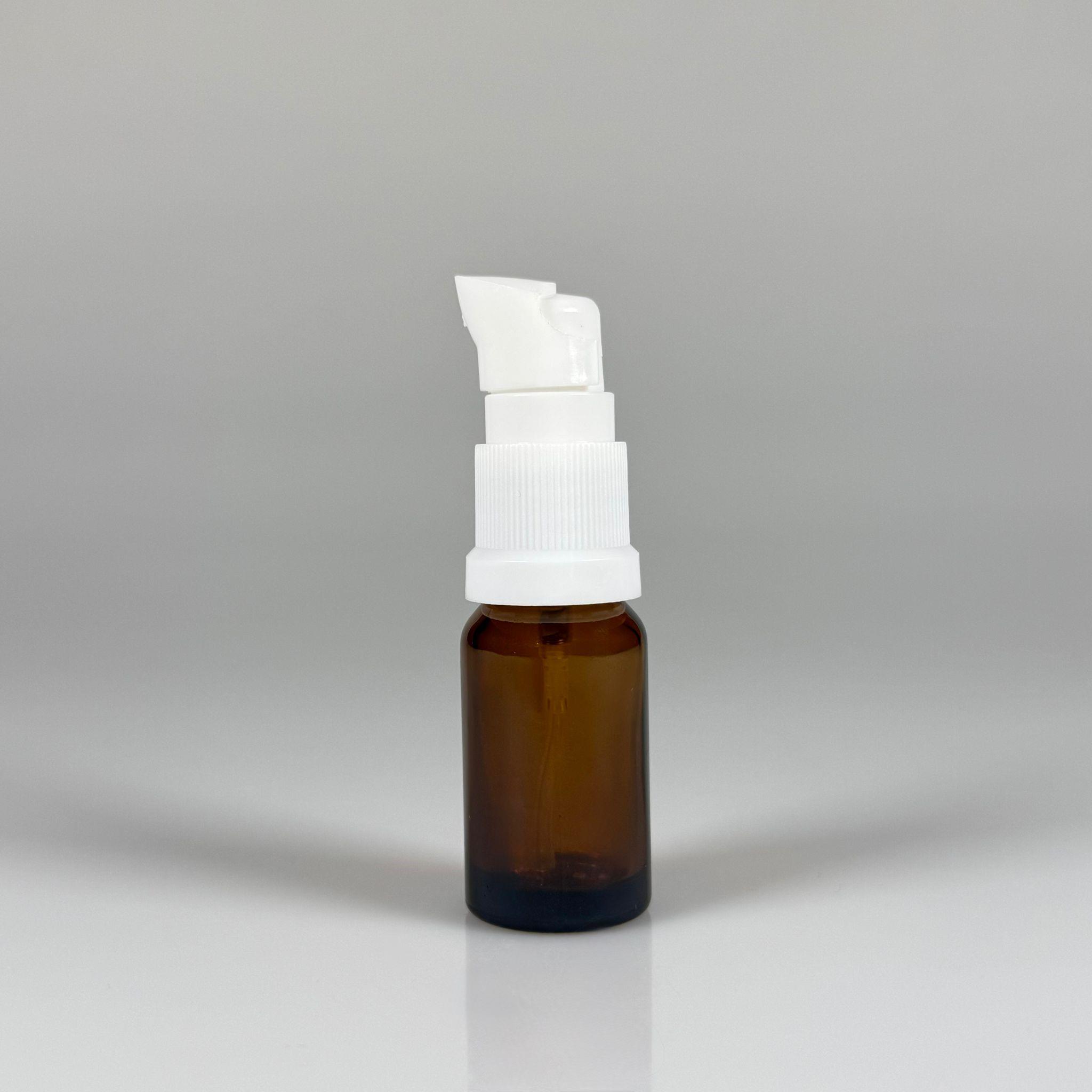 10 CC AMBER CAM ŞİŞE - SIZDIRMAZ ETEKLİ BEYAZ LOSYON POMPALI TAKIM - 10 ML LOSYON ŞİŞESİ - YAĞ, KREM GİBİ YOĞUN KIVAMLI SIVILAR İÇİN CAM AMBALAJ