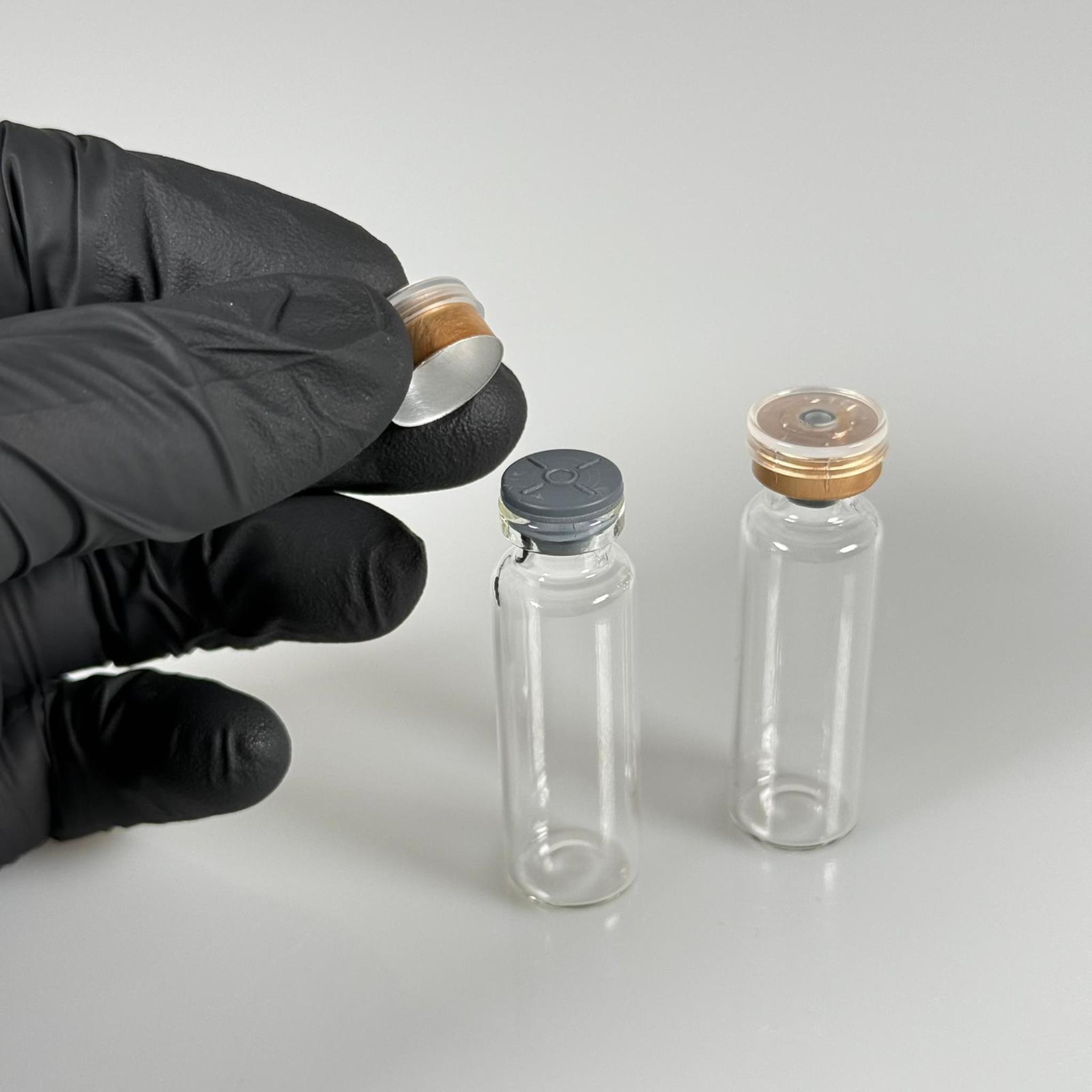 5 ML vial flakon şişe - 13 ağız 5 cc şeffaf cam ilaç şişesi + kauçuk butil enjektör tıpası + gold alüminyum kapaklı takım