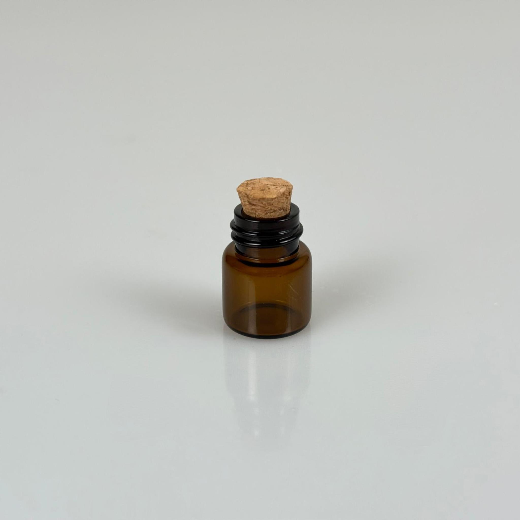 1 CC MANTAR TIPALI CAM ŞİŞE - AMBER 1 ML MANTARLI MİNİ CAM ŞİŞE