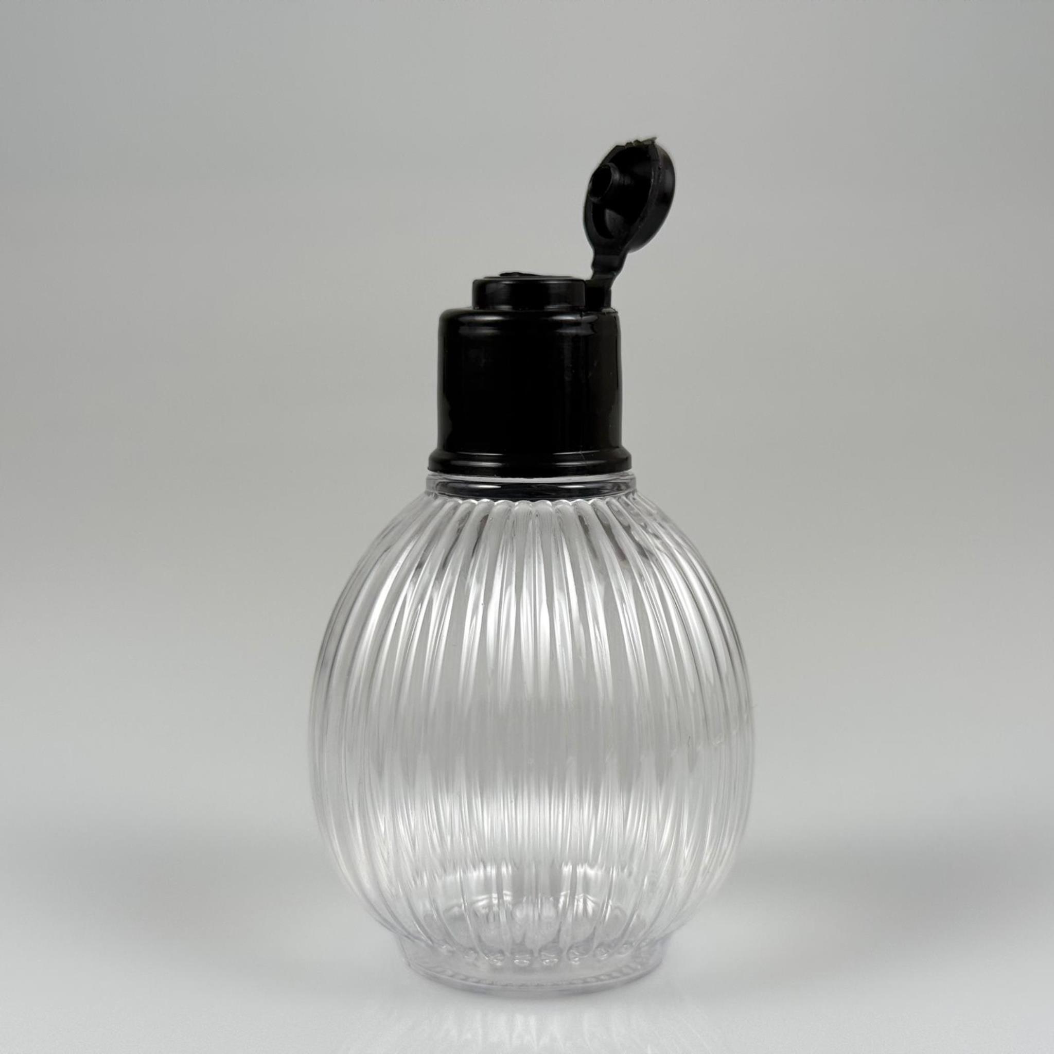 50 CC TOP ÇİZGİLİ DESENLİ 18 MM SİYAH YENİ MODEL FLİPTOP KAPAKLI PET ŞİŞE - 50 ML TOP MODEL ÇİZGİLİ YENİ MODEL FLİPTOP KAPAKLI PLASTİK ŞİŞE