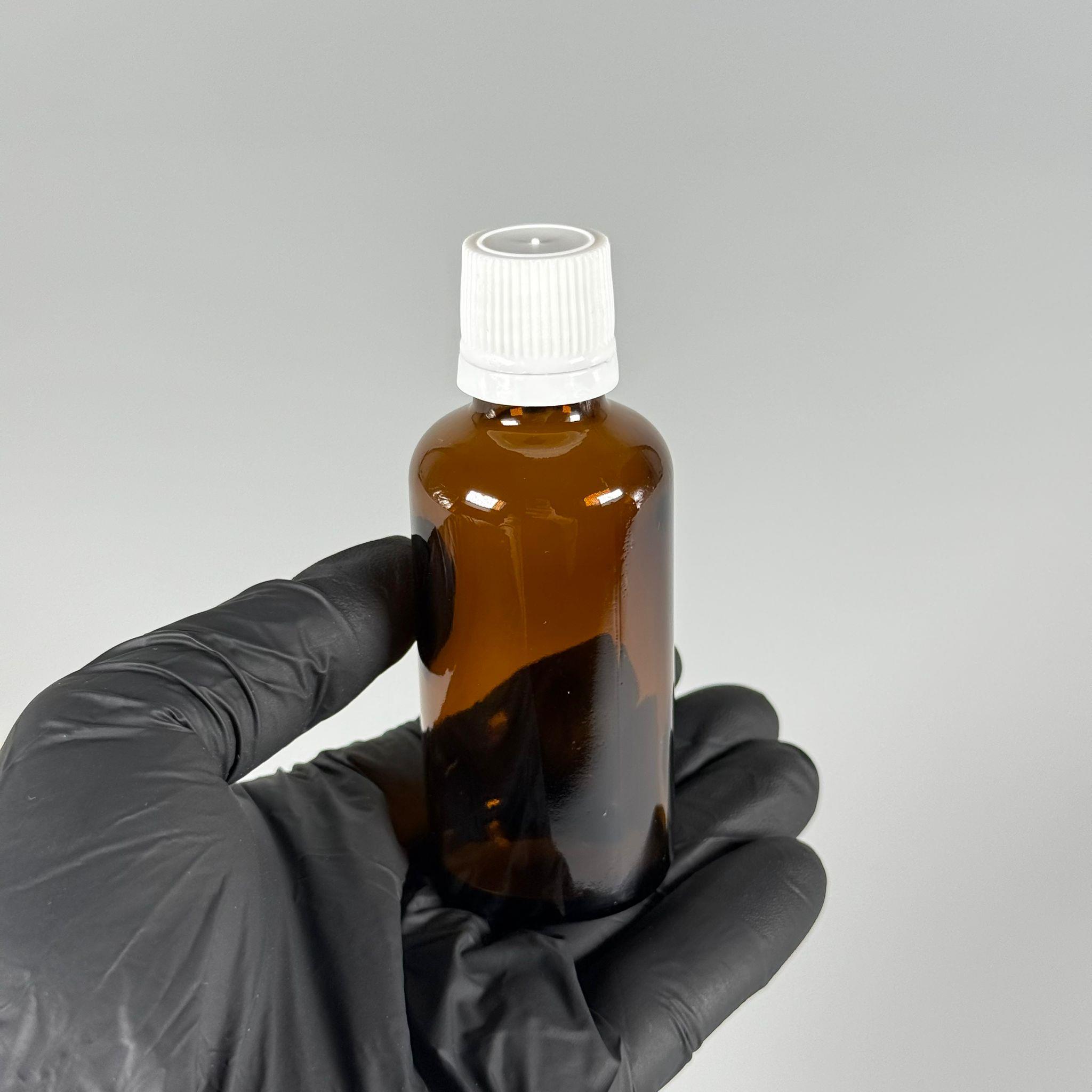 50 CC CAM AMBER KAHVERENGİ KİLİTLİ, KENDİNDEN CONTALI BEYAZ KAPAKLI - 50 ML DAR AĞIZLI İLAÇ ŞİŞESİ