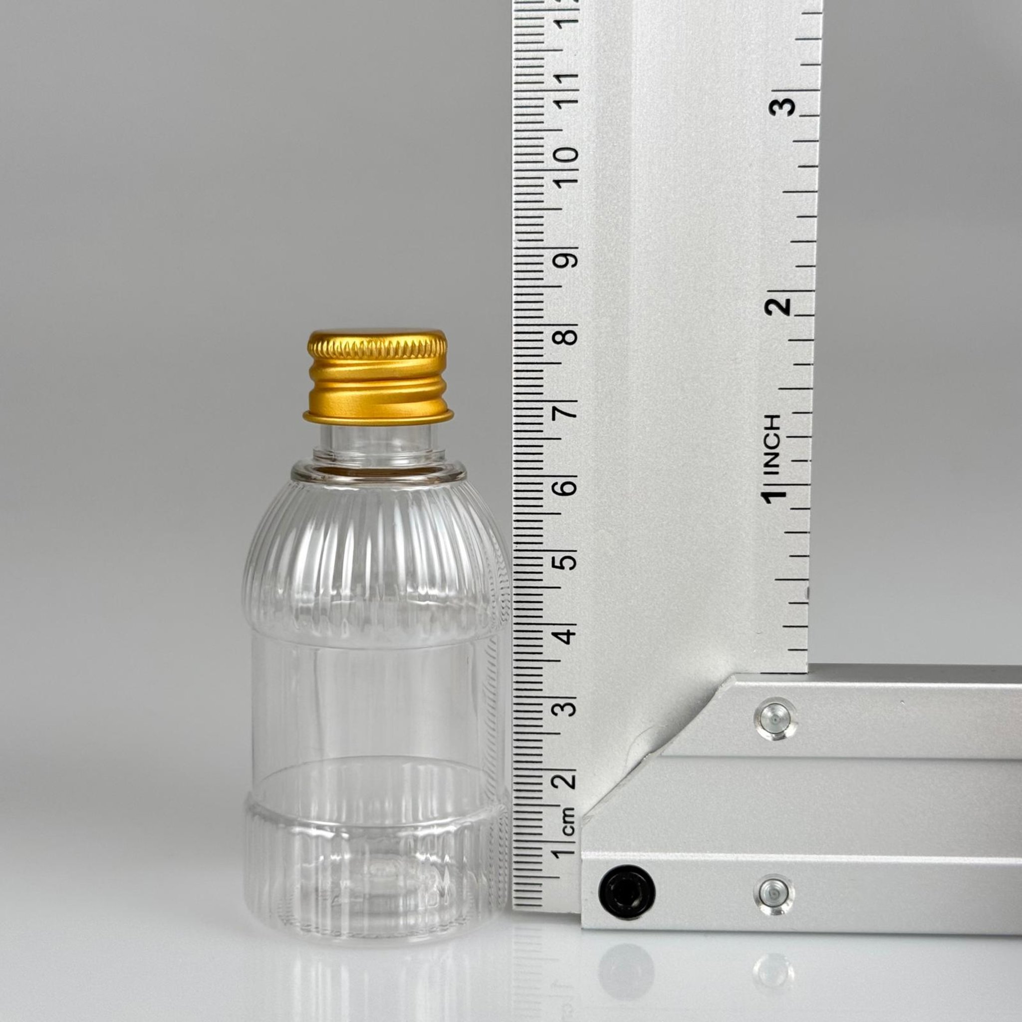 50 CC MANDALİNA MODEL PET ŞİŞE + KÖPÜK CONTALI GOLD ALÜMİNYUM METAL KAPAKLI TAKIM - 50 ML TOMBUL PET ŞİŞE