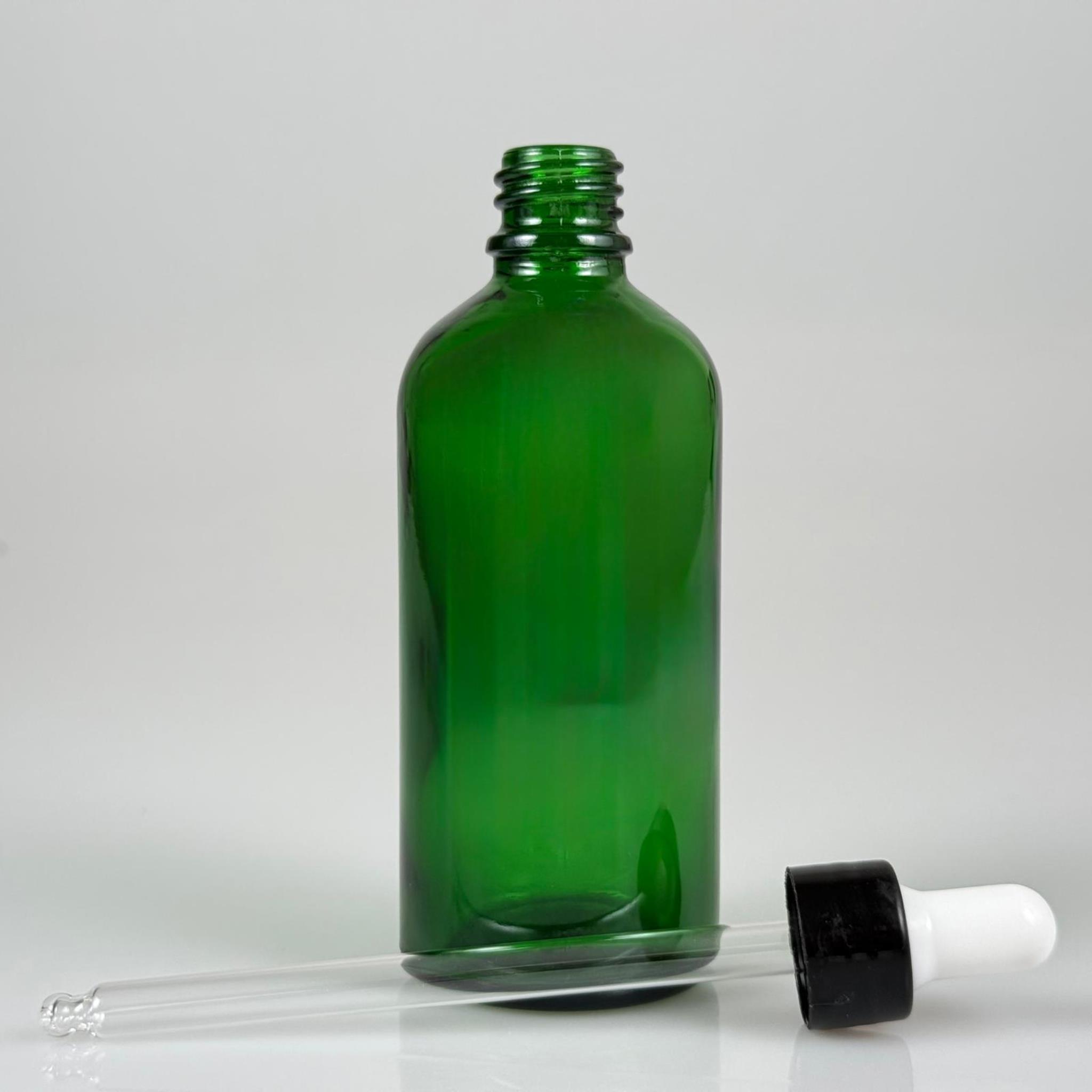 100 CC YEŞİL CAM DAMLALIKLI ŞİŞE - BEYAZ EMZİK + SİYAH  DÜZ KAPAK + CAM PİPET TAKIM - 100 ML YEŞİL DAMLALIKLI ŞİŞE SETİ