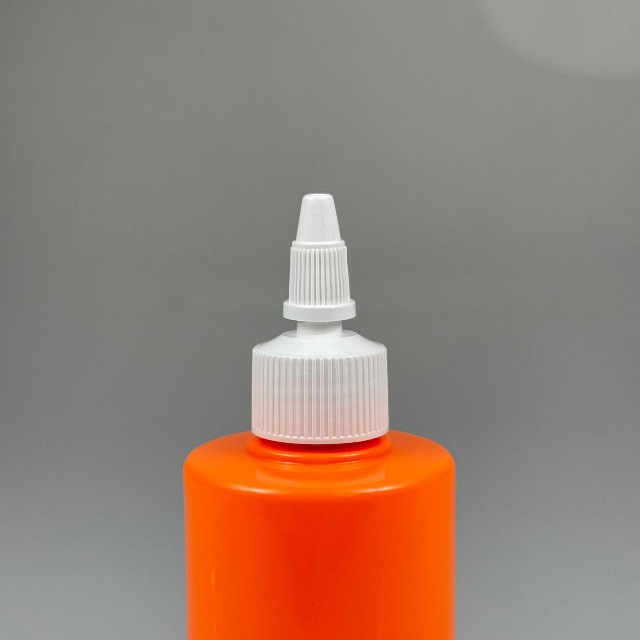 YAĞ, SOS, ACI SOS, SİRKE, SRIRACHA, MÜREKKEP, TUTKAL AKITICI VB BOŞ ŞİŞELERİ - BEYAZ SİVRİ TWİST AKITICI KAPAK + 200 ML KÜT TURUNCU SERT PET PLASTİK ŞİŞE TAKIM