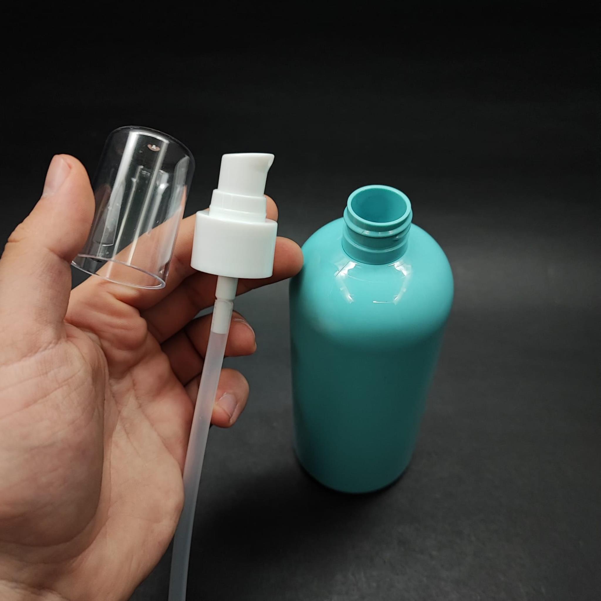 400 CC OVAL BOYUNLU SİLİNDİR PET ŞİŞE (30 GR) - BEYAZ LOSYON POMPALI - 400 ML PLASTİK ŞİŞE - TURKUAZ