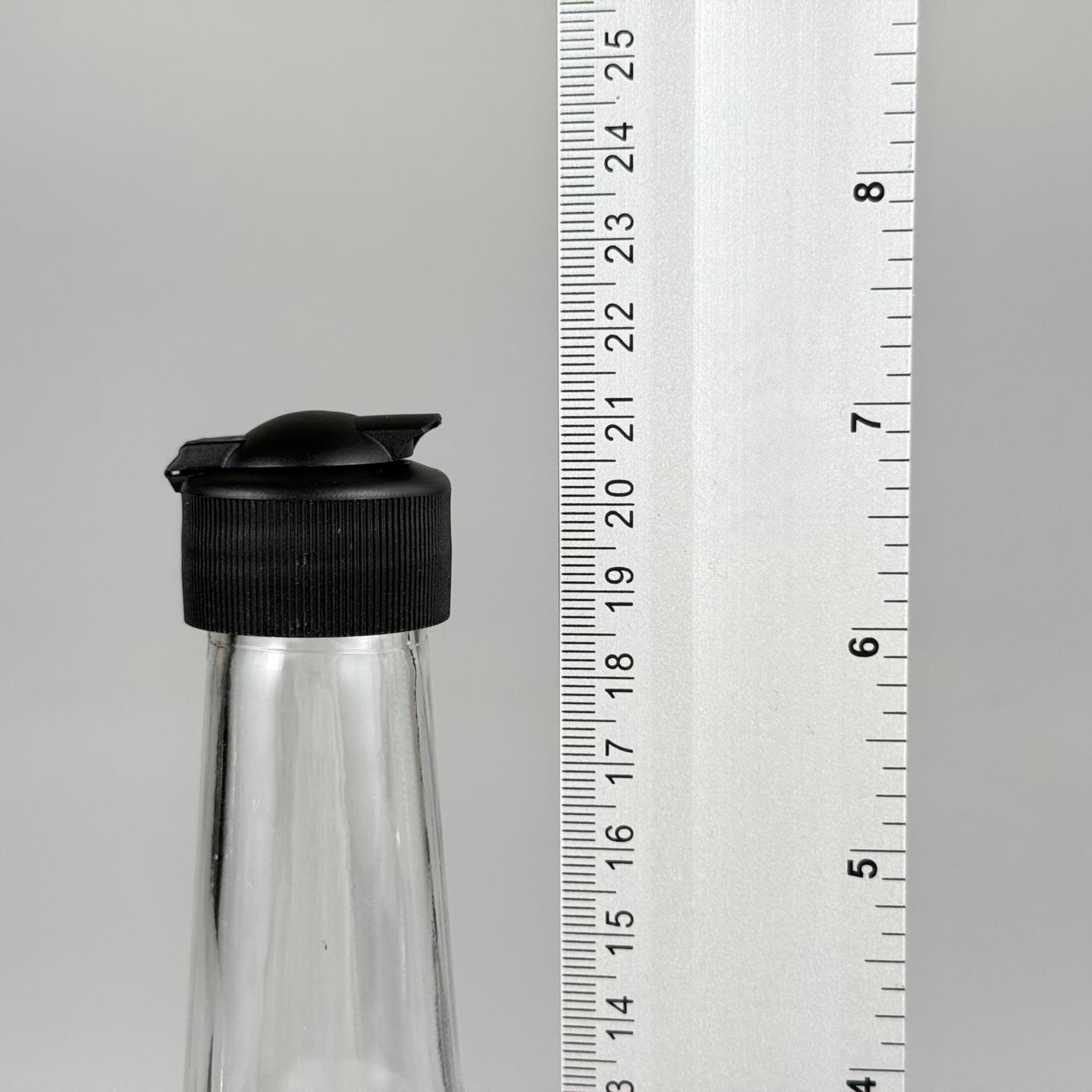 250 CC BOĞAZLI CAM ŞİŞE - SİYAH AKITICILI FLİPTOP KAPAKLI - 250 ML BOŞ CAM ŞİŞE - AÇILIR KAPANIR KAPAKLI