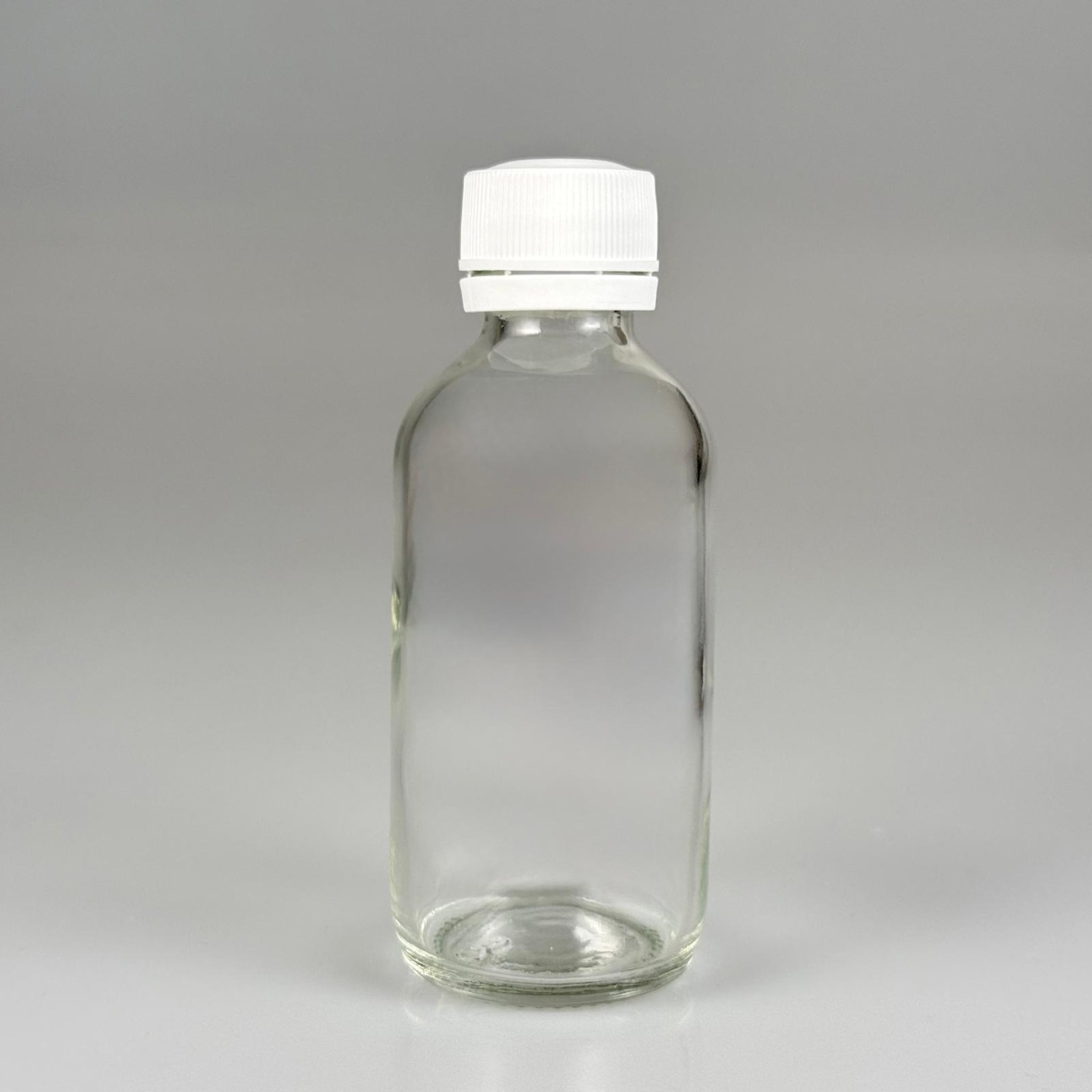 60 CC ŞEFFAF CAM ŞİŞE - BEYAZ KAPAKLI (KİLİT KOPMAZ, İŞLEVİ YOK ANCAK SIZDIRMAZ KAPAK) - 60 ML CAM ŞİŞE