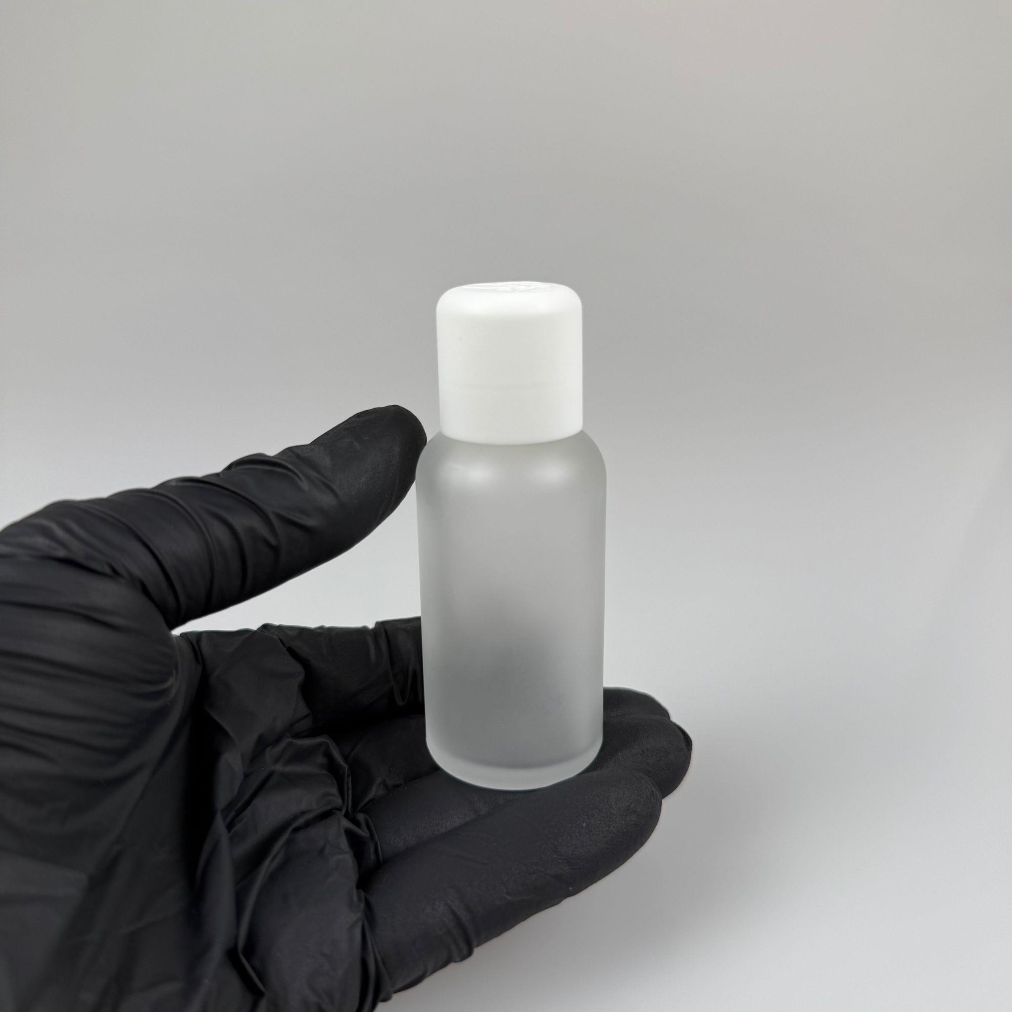 30 CC BUZLU CAM ŞİŞE + İÇTEN DAMLALIKLI ÇOCUK KİLİTLİ BEYAZ KAPAK - BUZLU 30 ML KİLİT KAPAKLI DAMLATMALI ŞİŞE