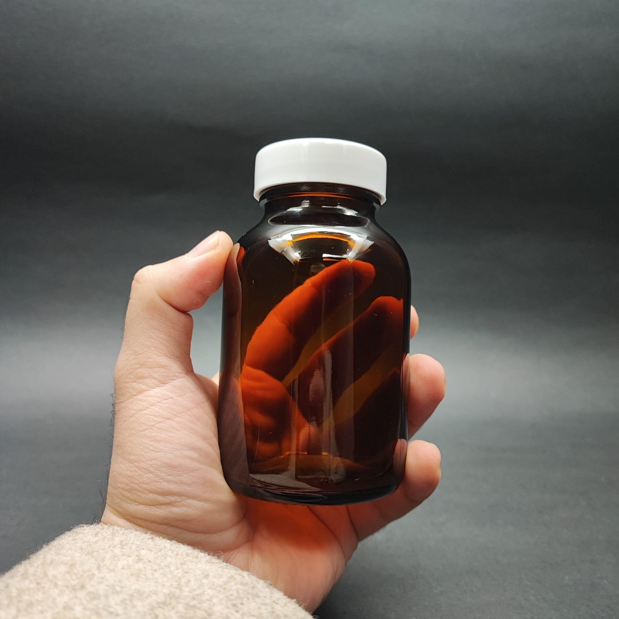 200 ML CAM TABLET ŞİŞE + BEYAZ KAPAK - 200 CC AMBER ŞİŞECAM ECZA ŞİŞELERİ - ŞİŞECAM ÜRÜN KODU 716020