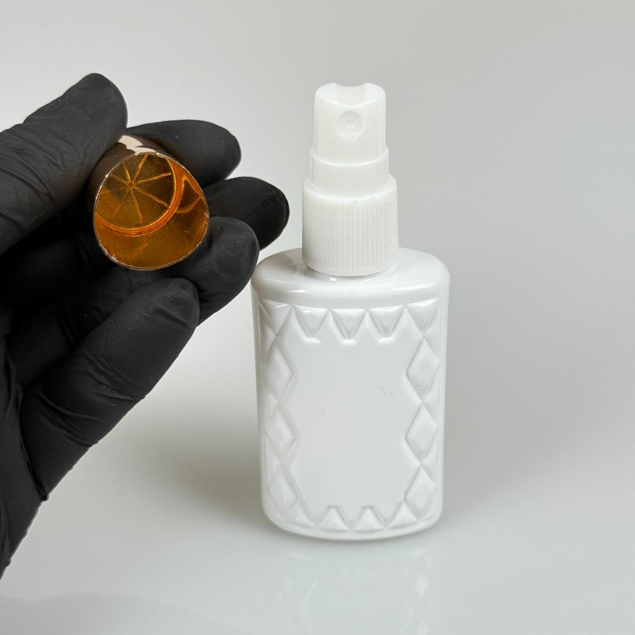50 ML PET KOLONYA, PARFÜM VB ŞİŞELERİ - METAL ALÜMİNYUM GOLD KAPAK + VİDALI SPREY + 50 CC KÖŞELİ BEYAZ ŞİŞE SET TAKIM