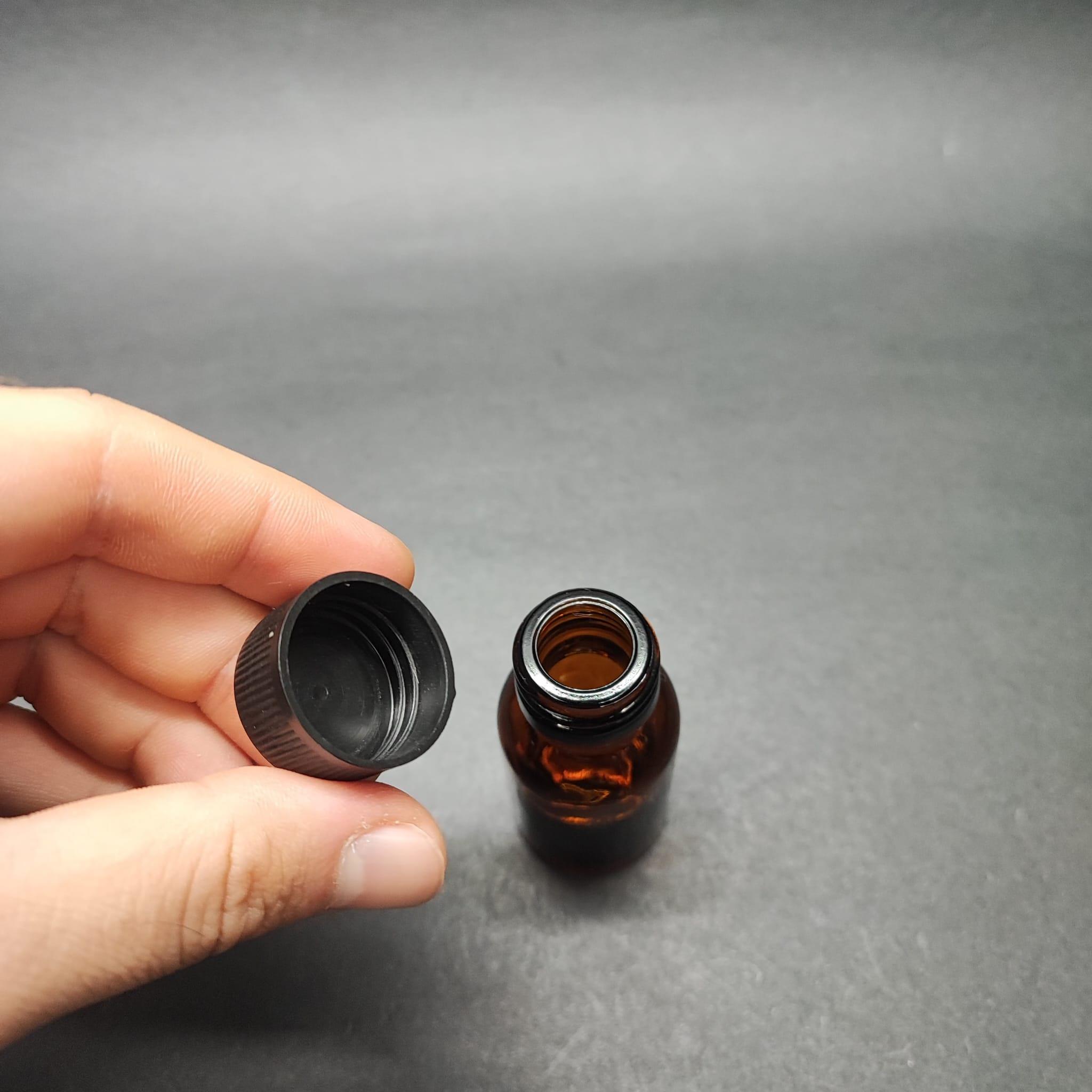 20 CC AMBER CAM ŞİŞE - SİYAH KAPAKLI - 20 ML KAHVERENGİ CAM ŞİŞE