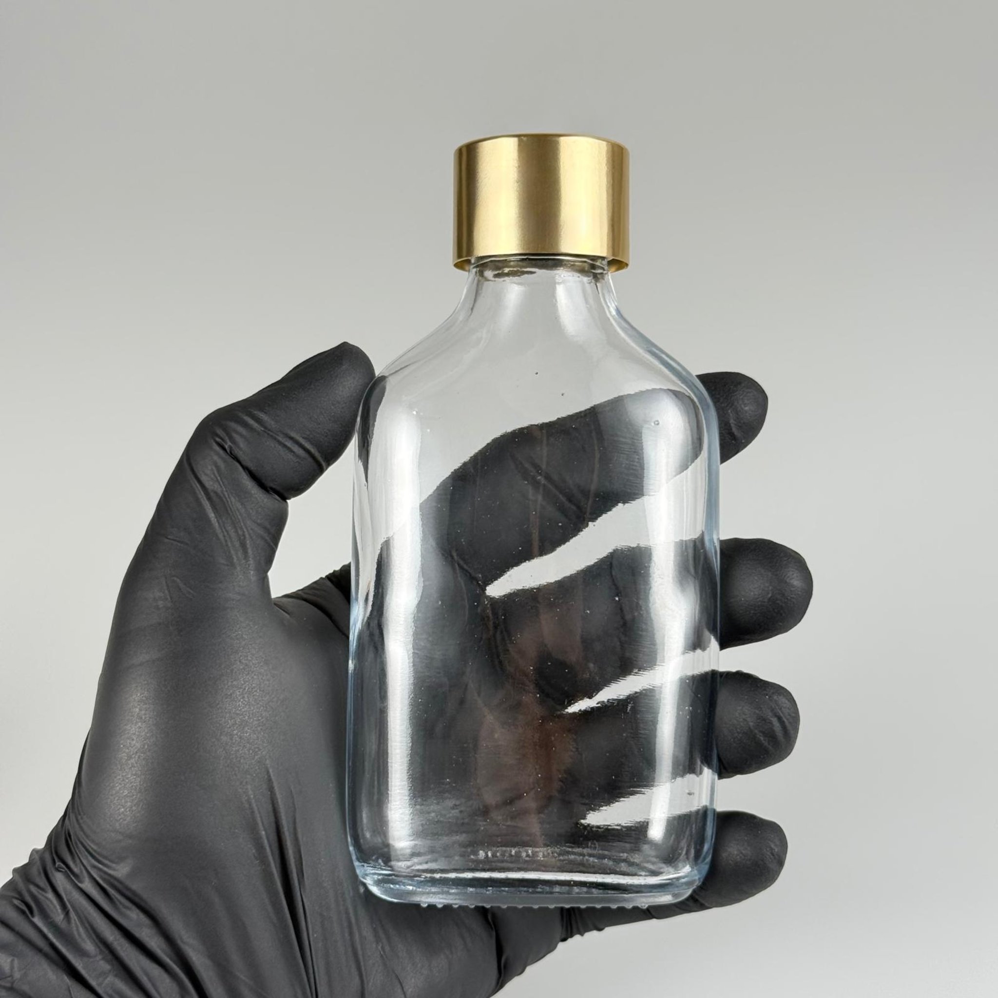 100 CC YASSI CAM COLD BREW ŞİŞE - SOĞUK KAHVE ŞİŞESİ + ALÜMİNYUM KAPLAMA GOLD KAPAKLI + KÖR TIPALI TAKIM -  100 ML YASSI CAM ŞİŞE