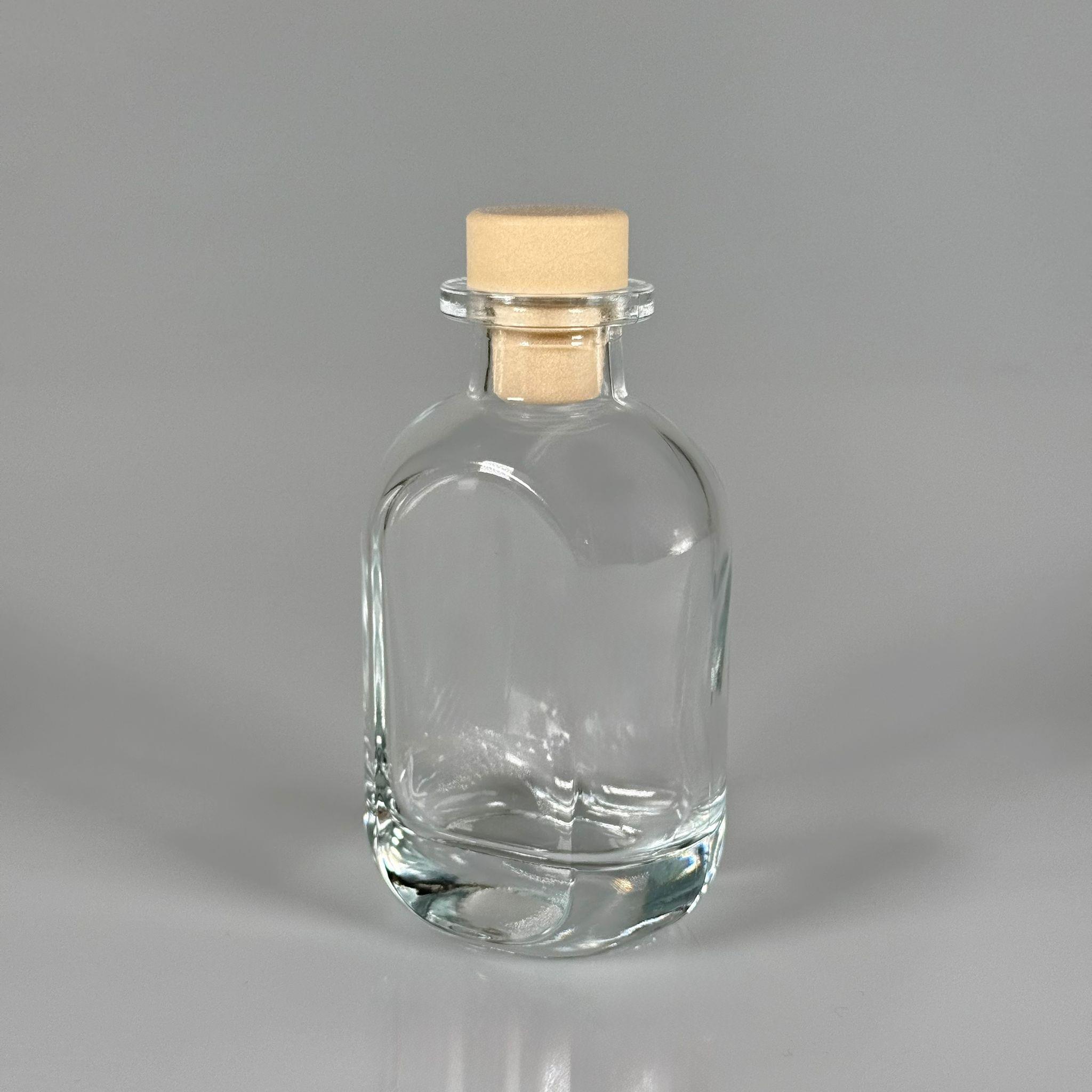 150 CC DİFFUSER CAM ŞİŞE + AHŞAP GÖRÜNÜMLÜ SENTETİK MANTAR TIPA - 150 ML TIPALI CAM ŞİŞE