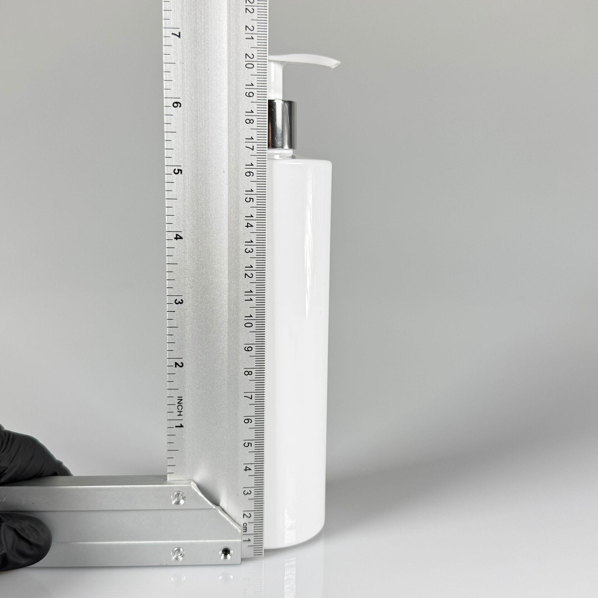 400 CC KÜT BOYUNLU SİLİNDİR PET ŞİŞE (30 GR) - GÜMÜŞ SIVI SABUN POMPALI - 400 ML PLASTİK ŞİŞE - BEYAZ