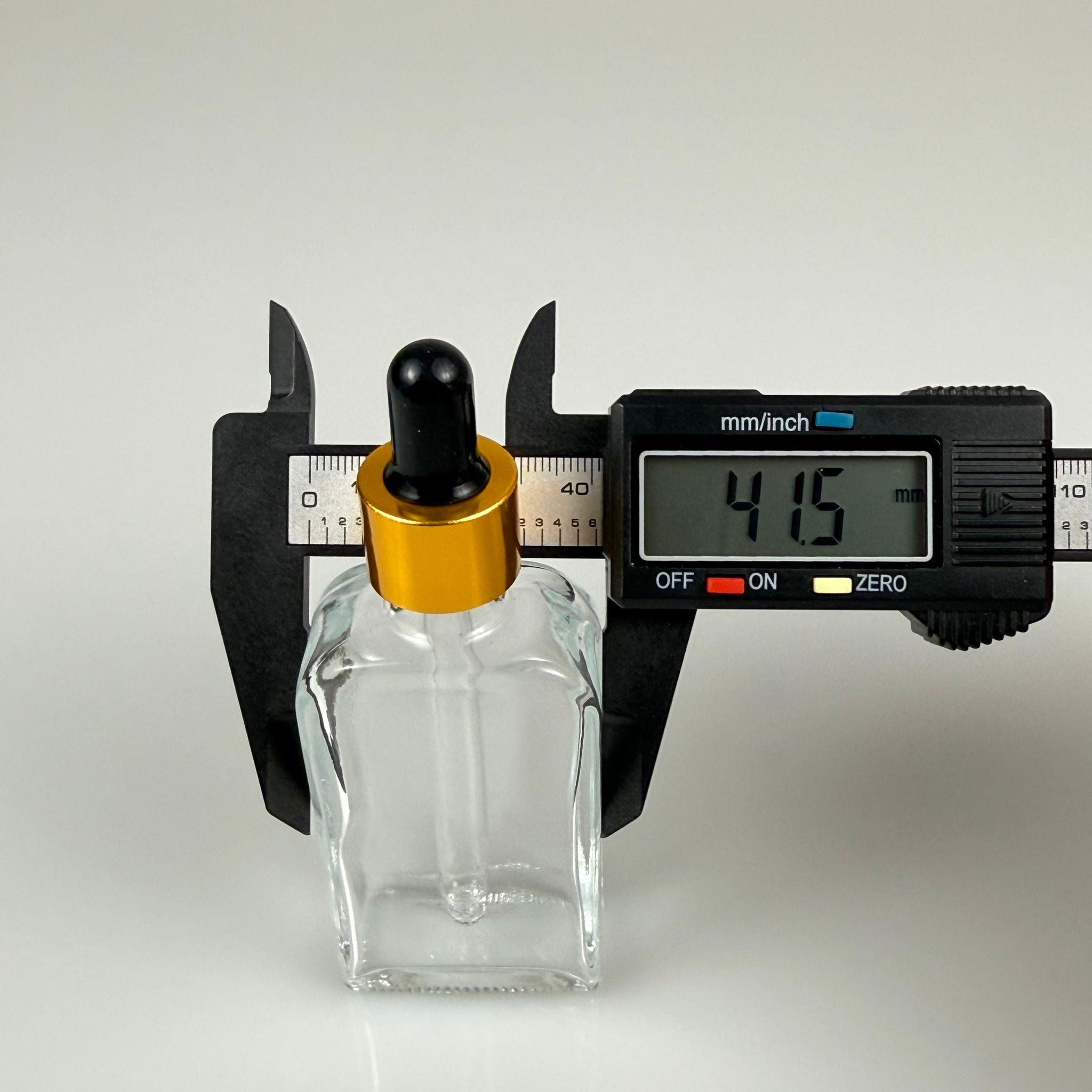 50 CC YASSI DİKDÖRTGEN PRESTİJLİ CAM DAMLALIKLI ŞİŞE - SİYAH EMZİK - GOLD METALİK KAPAK - 50 ML CAM DAMLALIKLI ŞİŞE - DAMLALIKLI BOŞ ŞİŞE