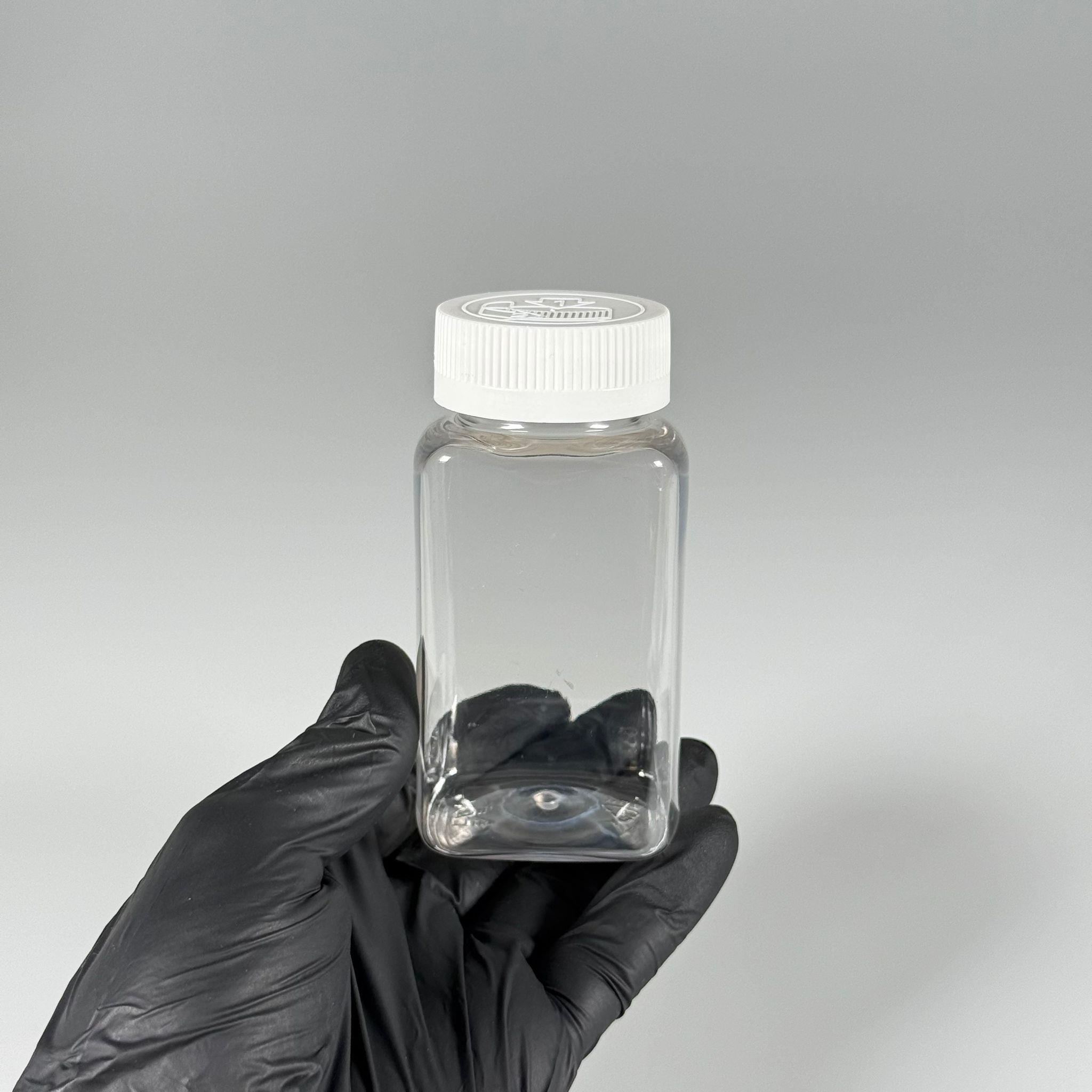 150 CC ŞEFFAF KARE PET TABLET ŞİŞESİ - BEYAZ ÇOCUK KİLİT KAPAKLI - 150 ML KAPSÜL KUTUSU - İLAÇ ŞİŞESİ - MEDİKAL HAP ŞİŞESİ - FARMASÖTİK KAVANOZ