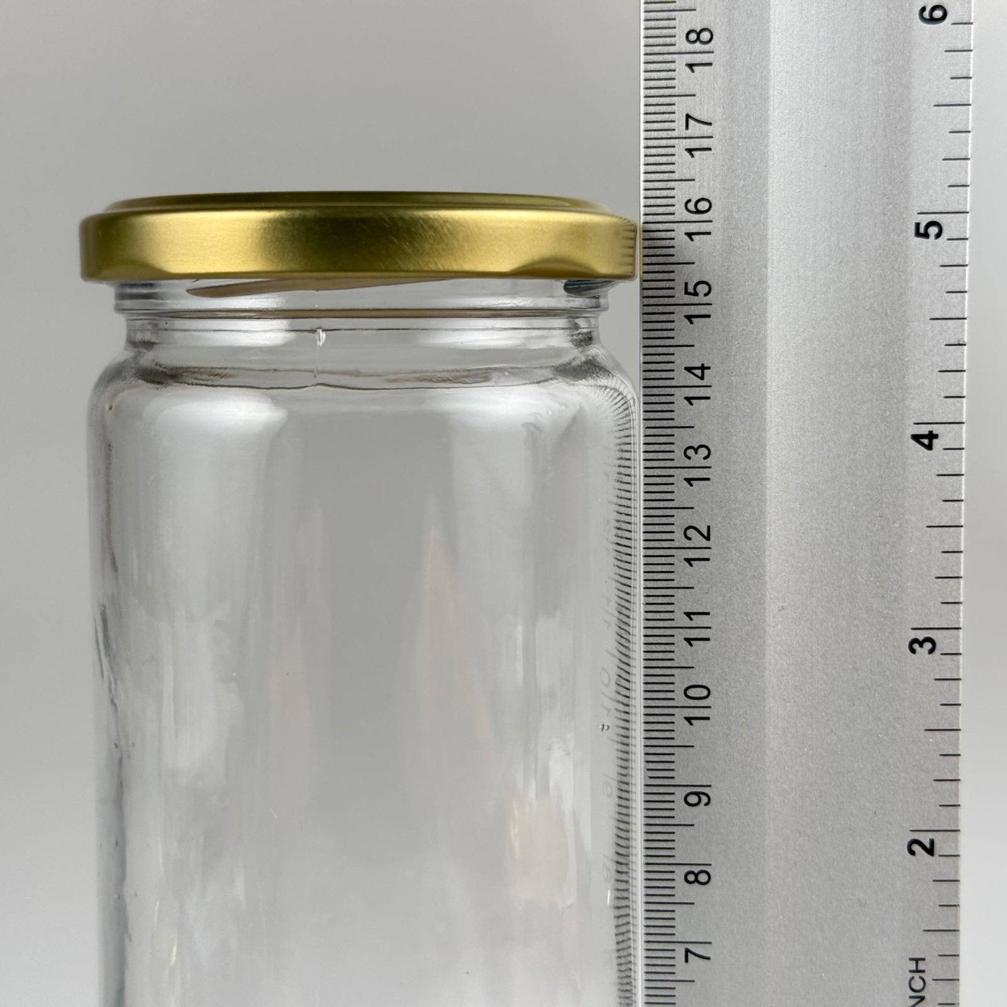 500 CC UZUN KAVANOZ - DÜĞMELİ GOLD METAL KAPAKLI - 500 ML BORU TİP CAM KAVANOZ