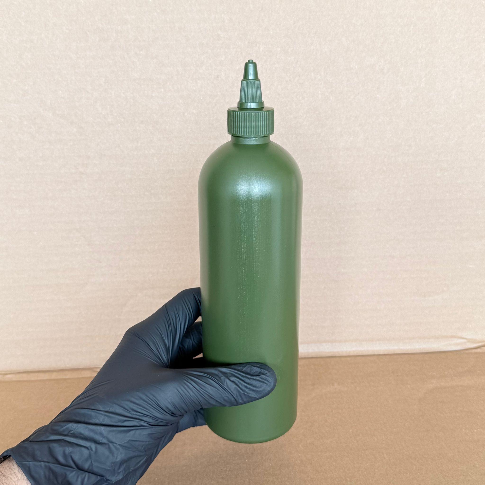 ZEYTİNYAĞI, SOS, ACI SOS, SİRKE, SRIRACHA VB BOŞ ŞİŞELERİ - YEŞİL SİVRİ TWİST AKITICI KAPAK + 500 ML YEŞİL POLİETİLEN SIKILABİLİR UZUN PLASTİK ŞİŞE TAKIM