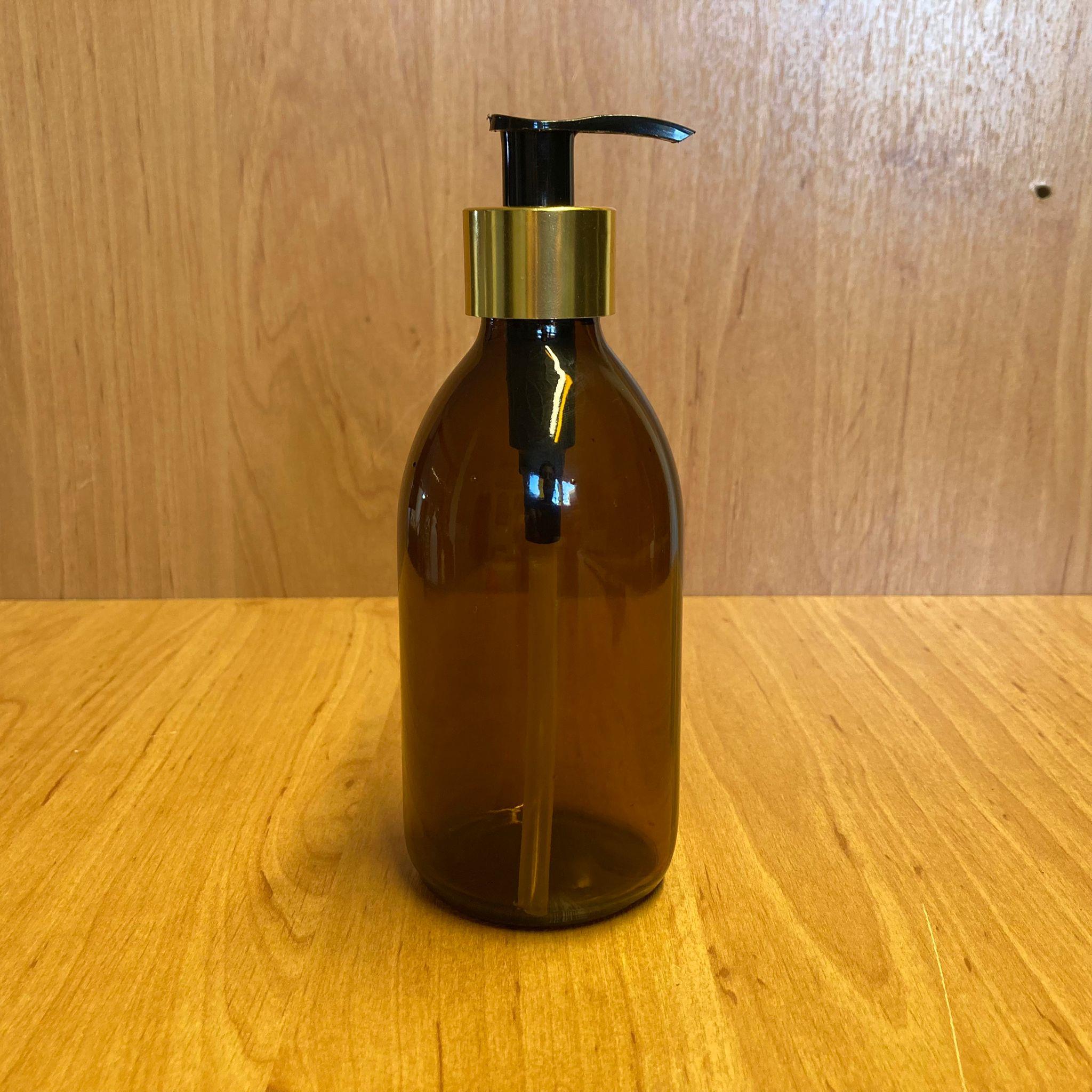 250 CC AMBER CAM ŞİŞE - GOLD POMPALI - 250 ML KAHVERENGİ POMPALI ŞİŞE