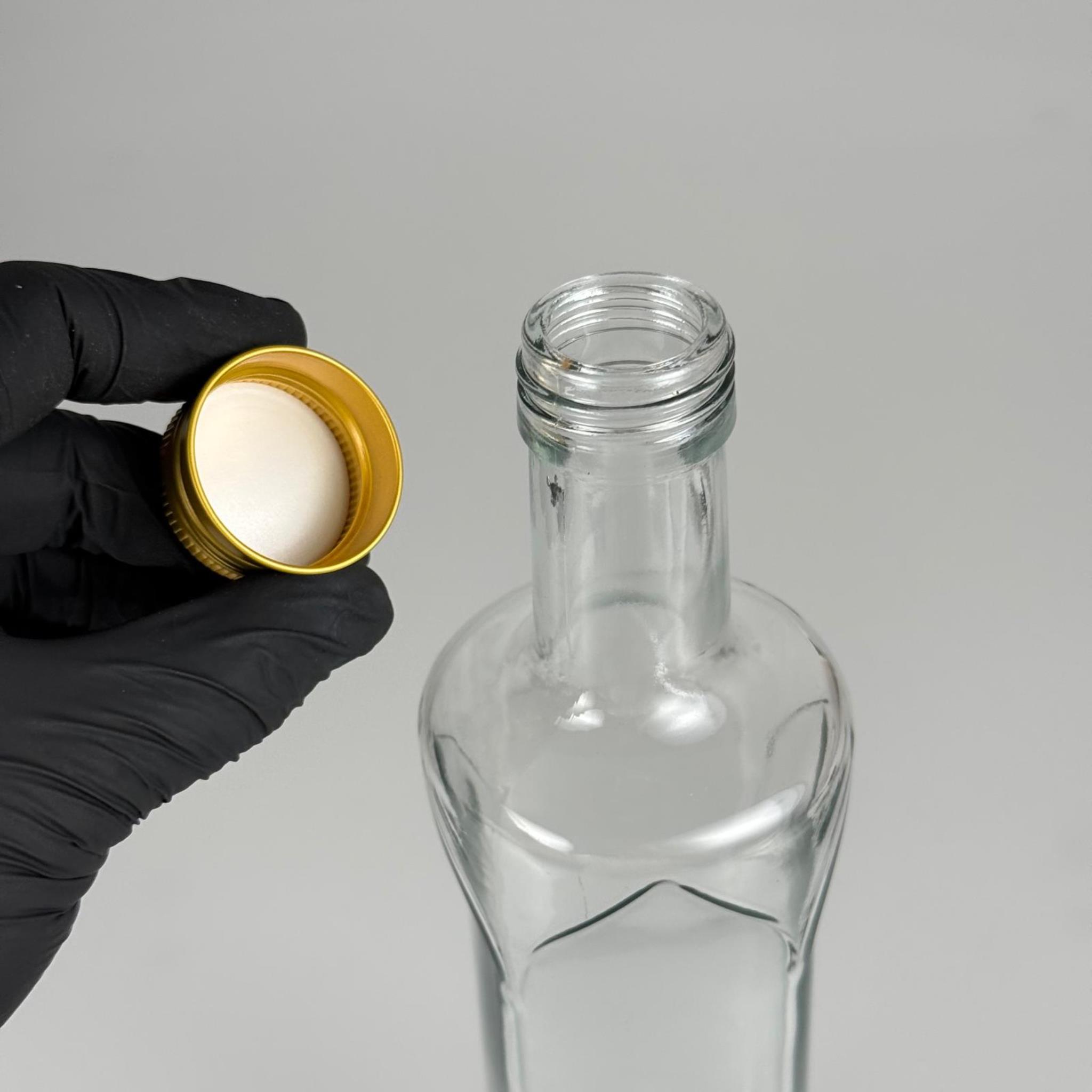 500 CC DESENLİ DORİKA CAM ŞİŞE - GOLD METAL ALÜMİNYUM KAPAKLI - 500 ML DORİKA YAĞ ŞİŞESİ - SİRKE ŞİŞESİ