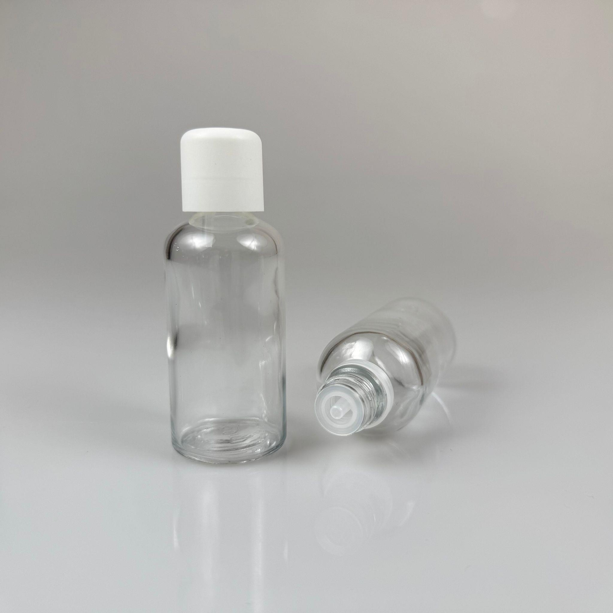 50 CC ŞEFFAF CAM ŞİŞE + İÇTEN DAMLALIKLI ÇOCUK KİLİTLİ BEYAZ KAPAK - SAYDAM 50 ML KİLİT KAPAKLI DAMLATMALI ŞİŞE