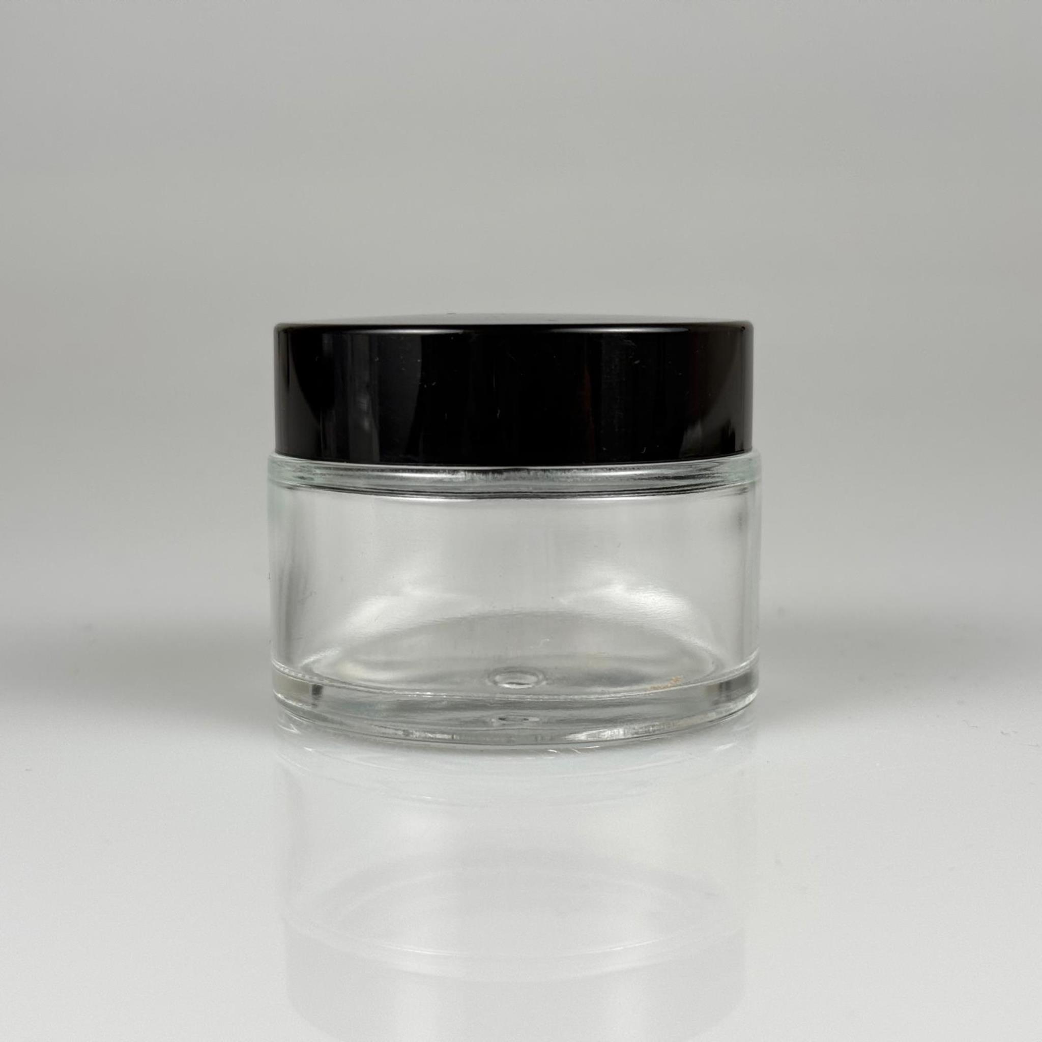 50 CC ŞEFFAF CAM KREM KAVANOZU + SİYAH KAPAK + İÇ TIPA - 50 ML Kozmetik ve Bakım Ürünleri İçin Cam Kavanozları