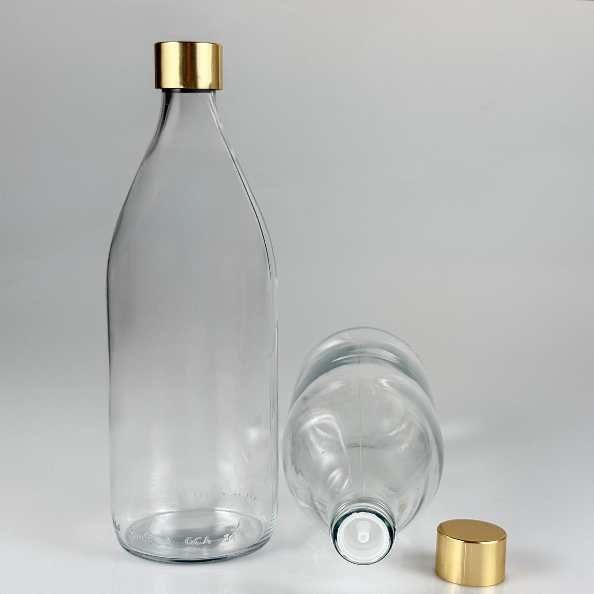 750 CC CAM ŞİŞE + ALÜMİNYUM KAPLAMALI GOLD KAPAKLI + DAMLALIKLI KOLONYA TIPALI TAKIM - 750 ML CAM ŞİŞE