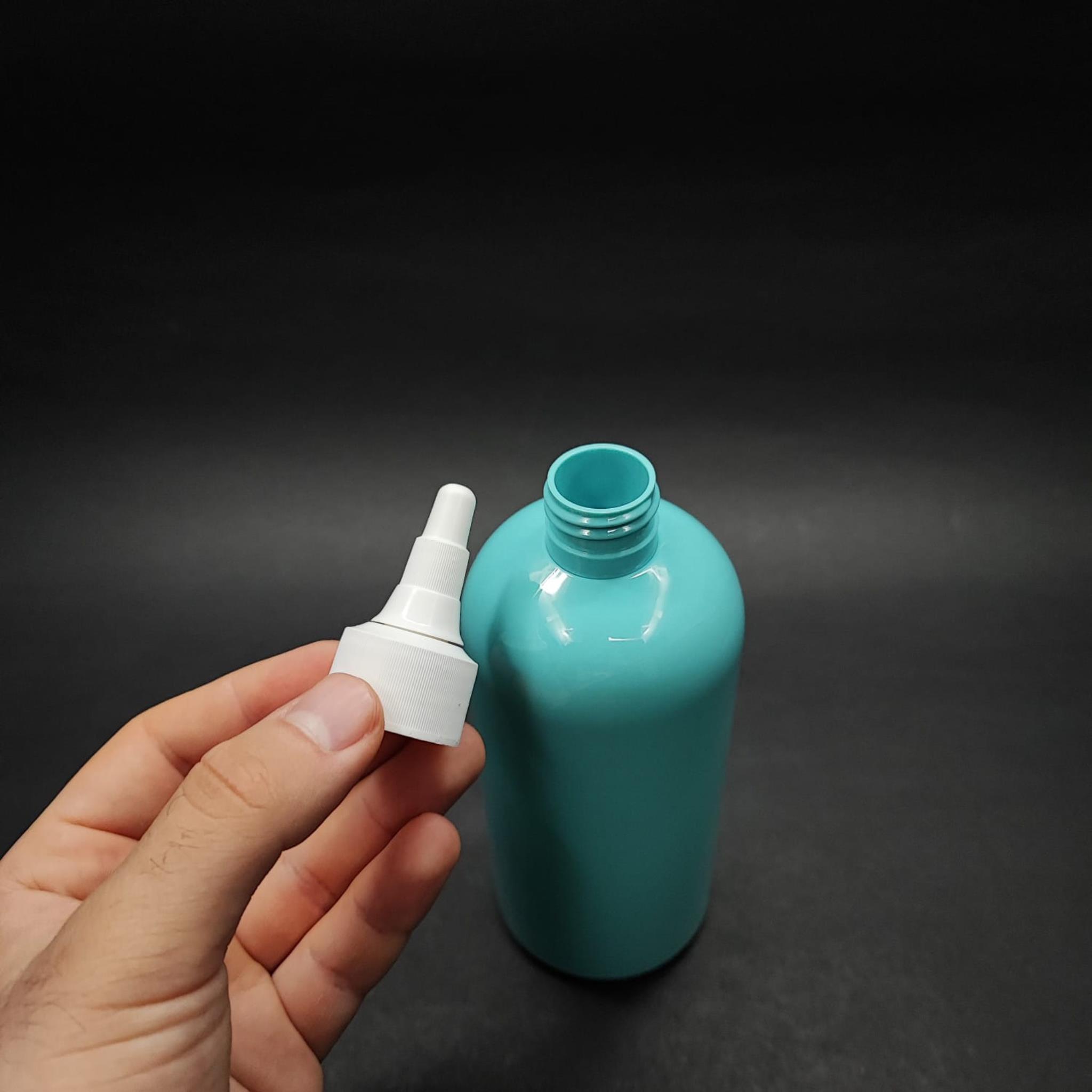 400 CC OVAL BOYUNLU SİLİNDİR PET ŞİŞE (30 GR) - BEYAZ ASANSÖR KAPAKLI - 400 ML PLASTİK ŞİŞE - TURKUAZ