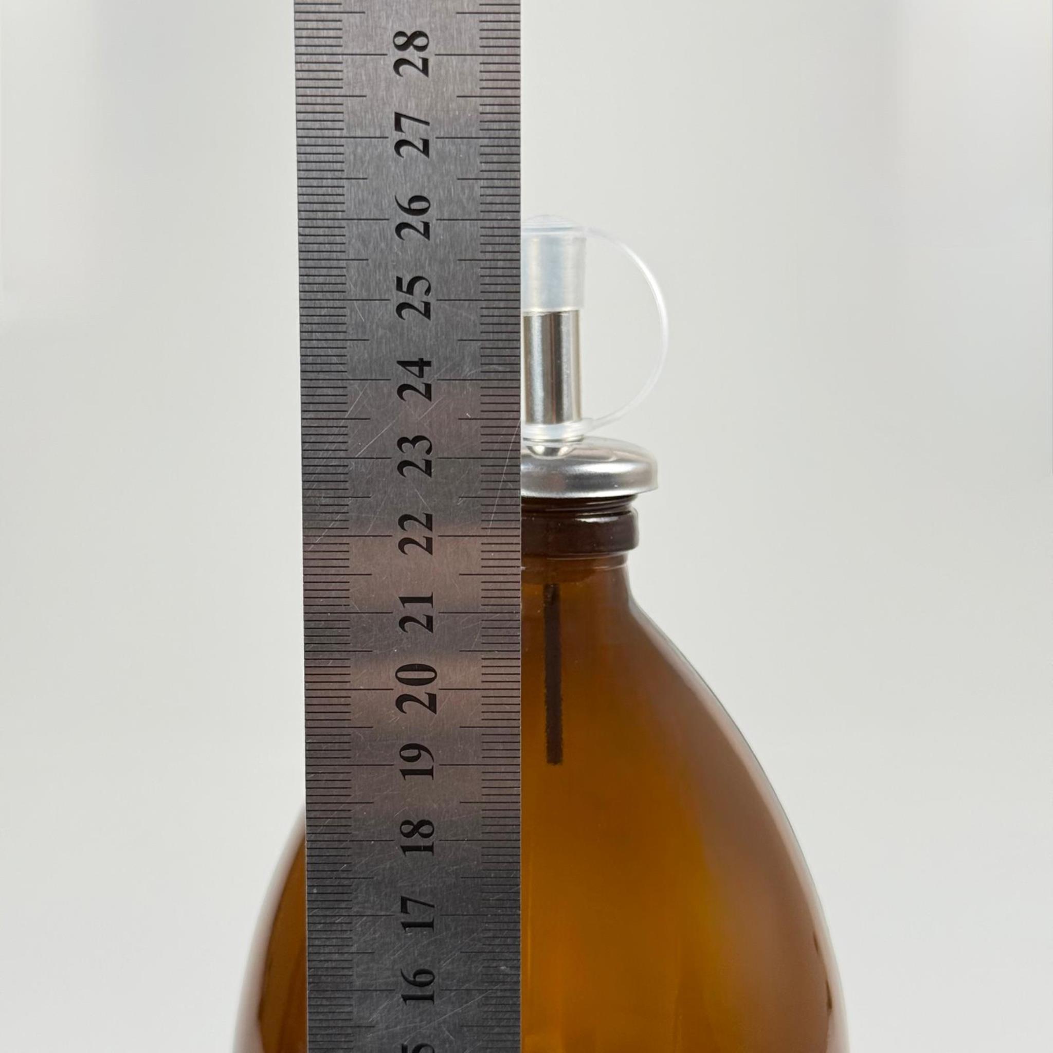 1000 CC AMBER TOMBUL ÖZEL SERİ CAM ŞİŞE - KAPAKLI ÇELİK YAĞDANLIK TIPALI - 1000 ML CAM ECZA ŞİŞESİ - KAHVERENGİ