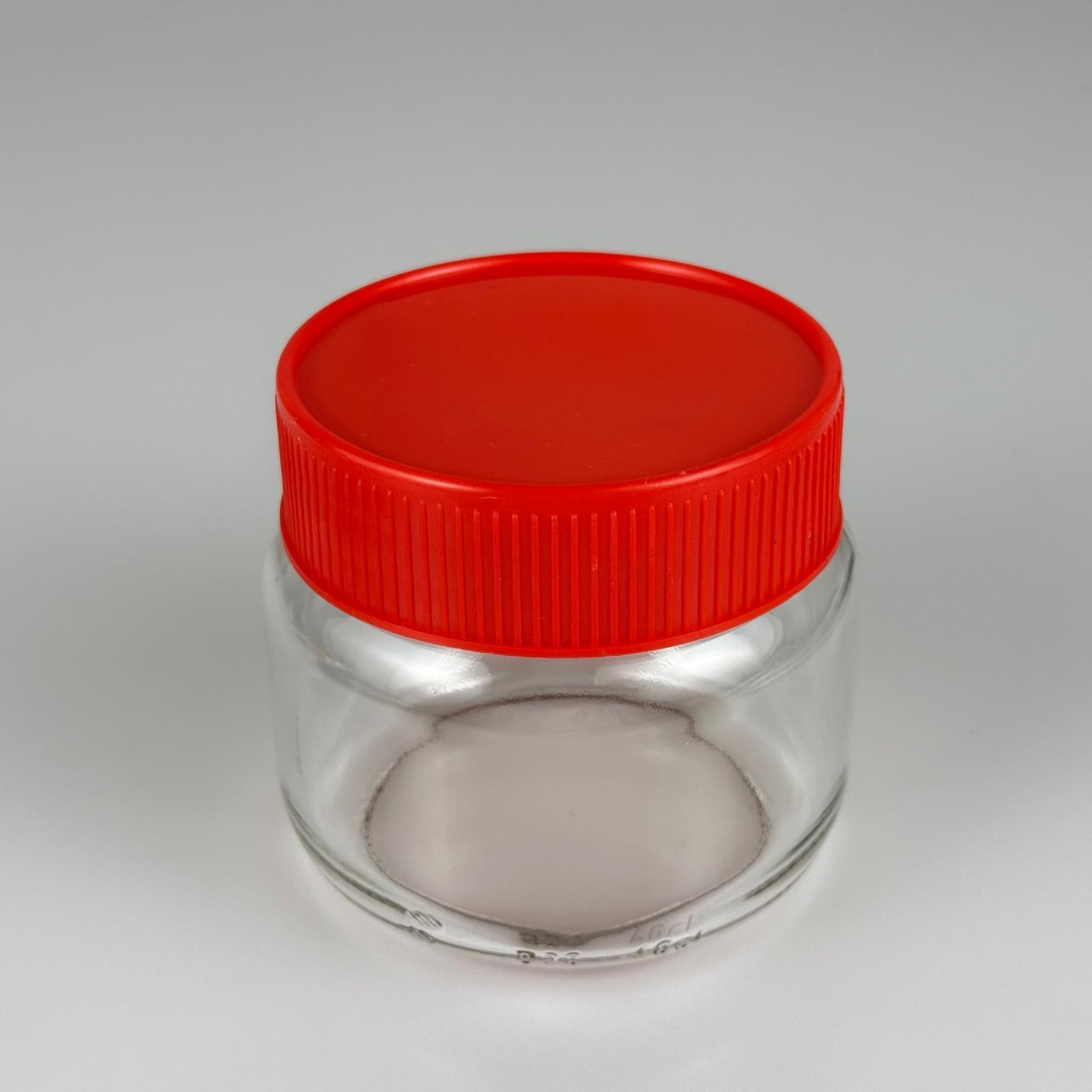 400 CC BASIK CAM KAVANOZ - KIRMIZI PLASTİK KAPAKLI - 400 ML CAM KAVANOZ - KESTANE ŞEKERİ KAVANOZU
