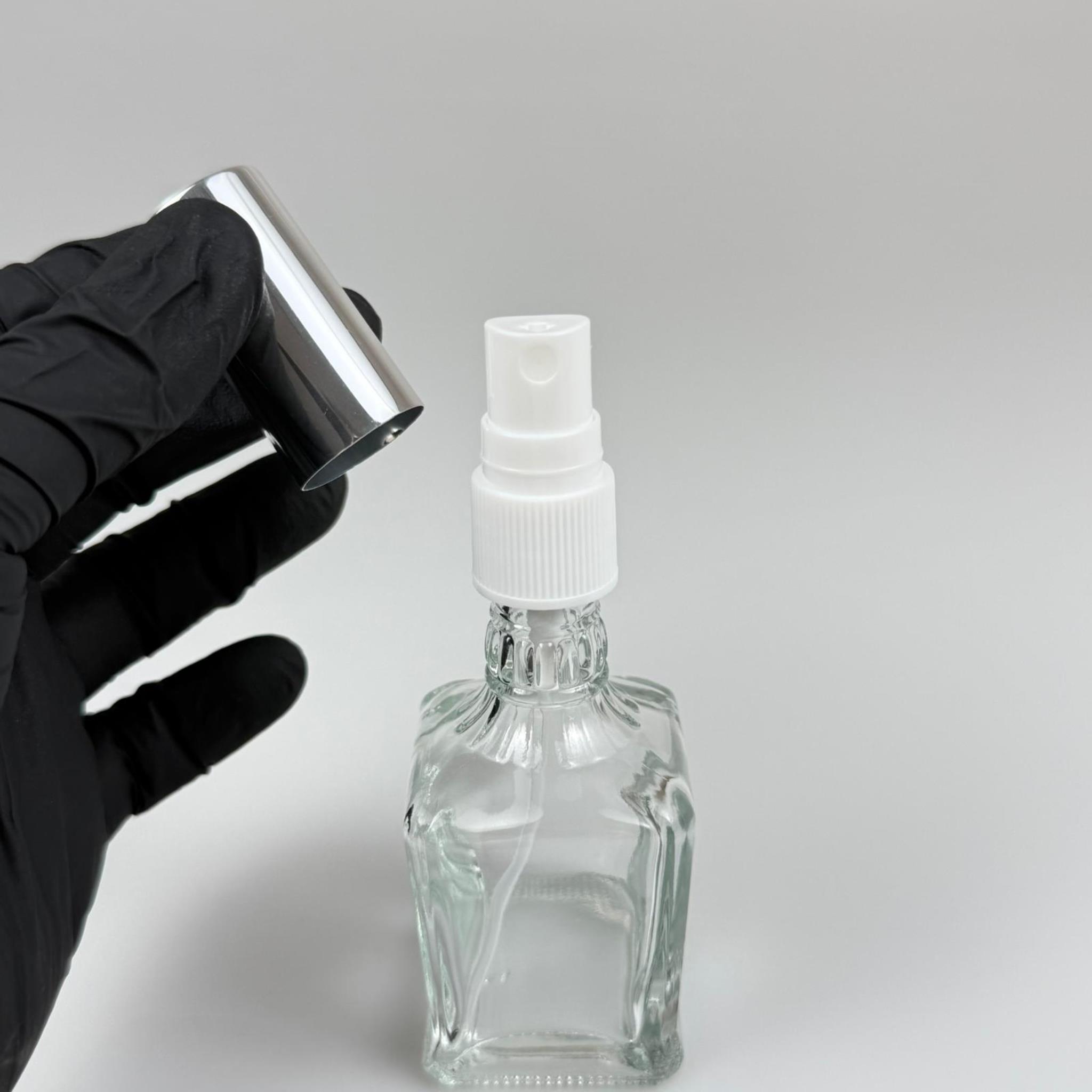 50 CC BOĞAZLI KONİK CAM ŞİŞE - VİDALI GÜMÜŞ SPREYLİ PARFÜM KOLONYA ŞİŞESİ TAKIM - 50 ML PRESTİJLİ ŞİŞE