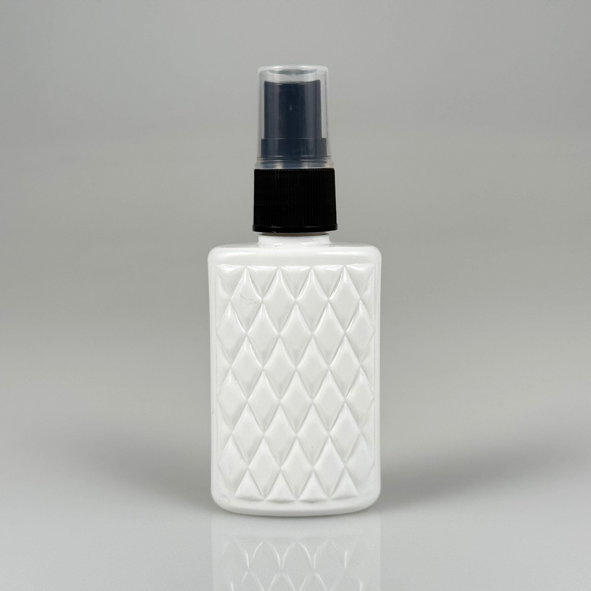 50 CC BEYAZ PET KÖŞELİ PARFÜM ŞİŞESİ  - SİYAH SPREYLİ - 50 ML PLASTİK PARFÜM - KOLONYA ŞİŞESİ