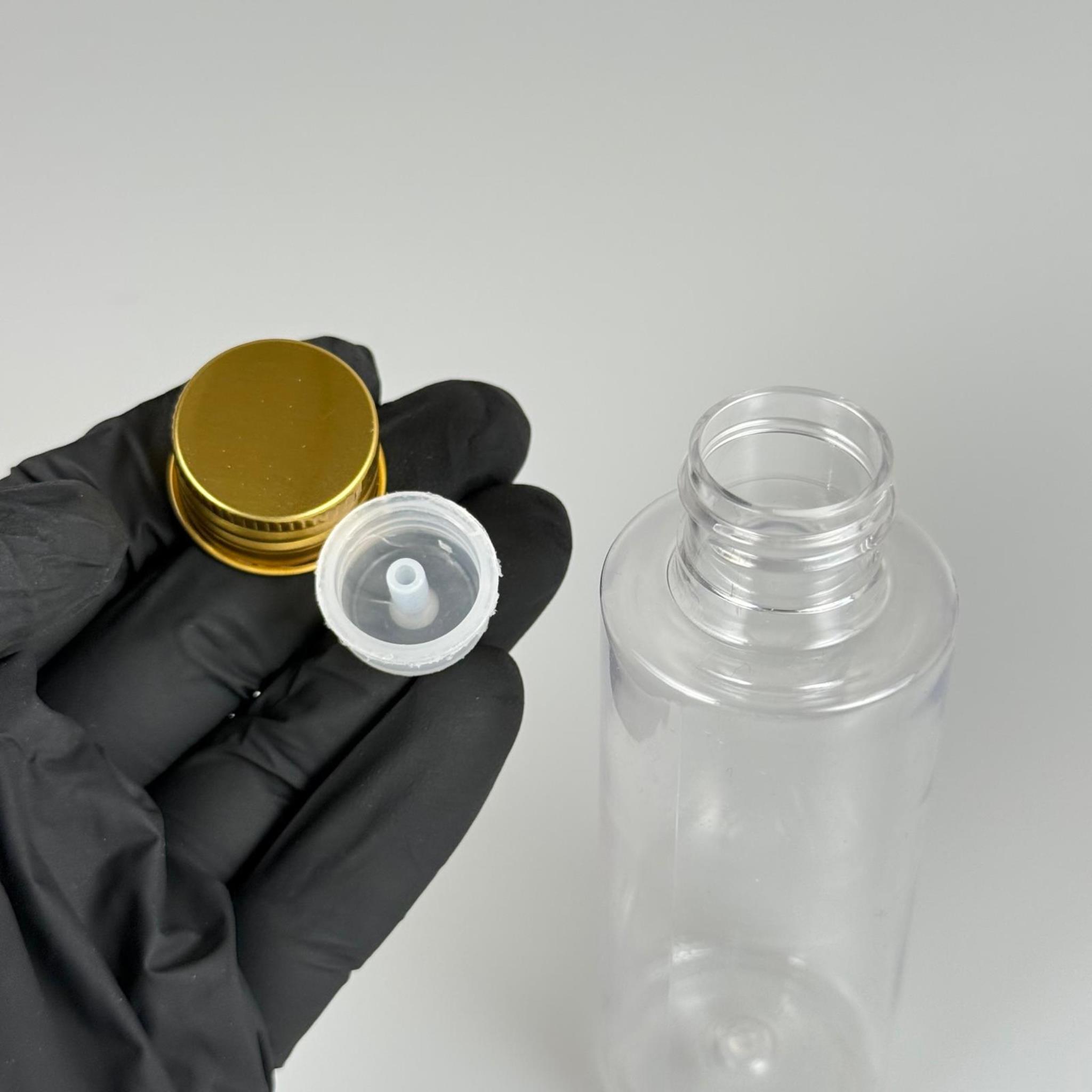 100 CC SİLİNDİR KESKİN KÜT MODEL SERT (17 GR) PET KOLONYA ŞİŞESİ 24 AĞIZ + KÖPÜK CONTALI GOLD METAL ALÜMİNYUM KAPAK TAKIM - 100 ML KAPAKLI PLASTİK ŞİŞELER